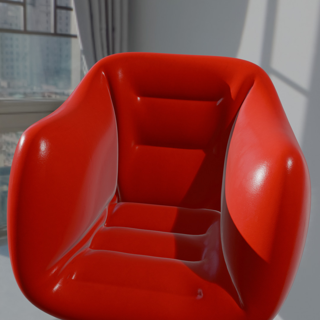 red chair architectural  Low-poly 3D model_2