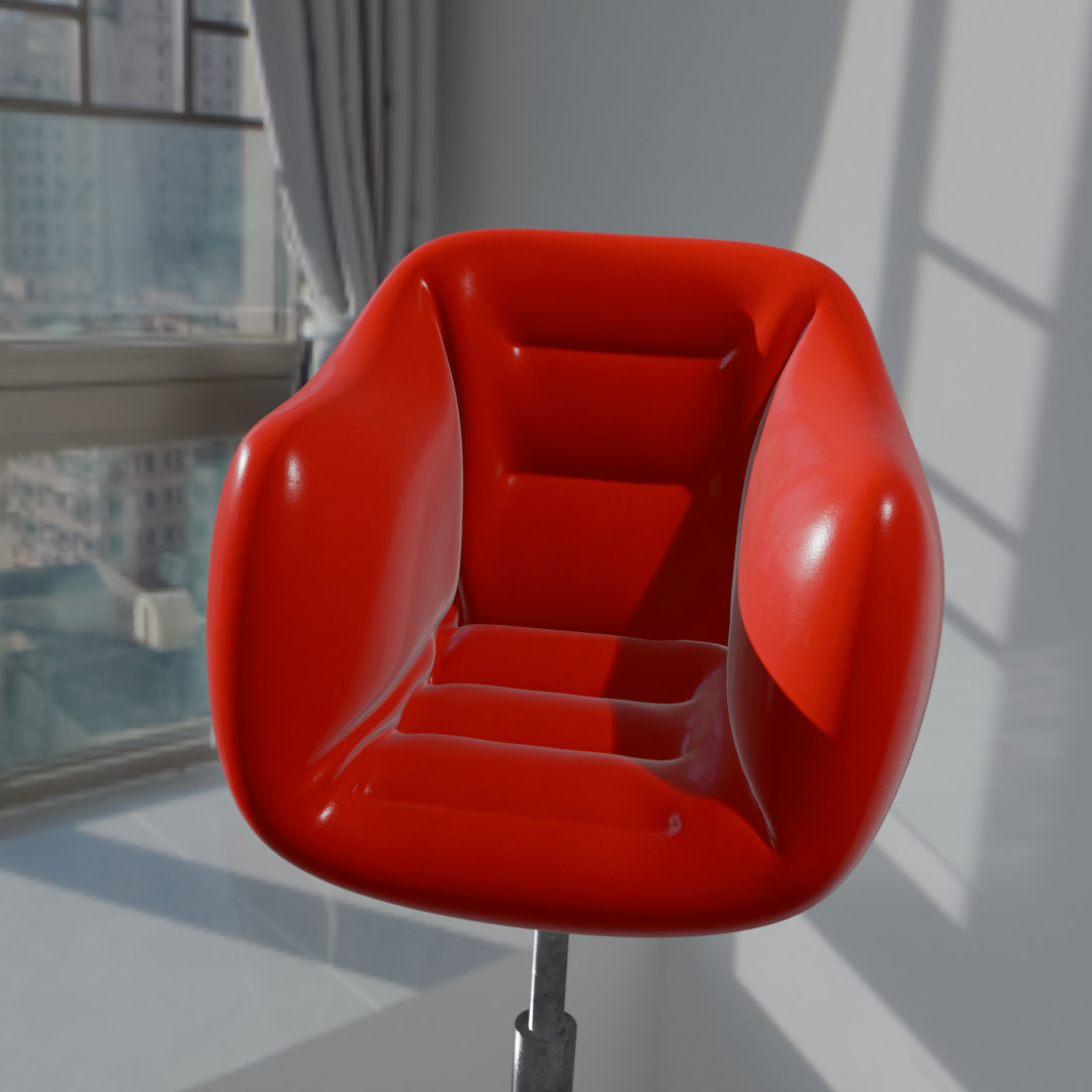 red chair architectural  Low-poly 3D model_3