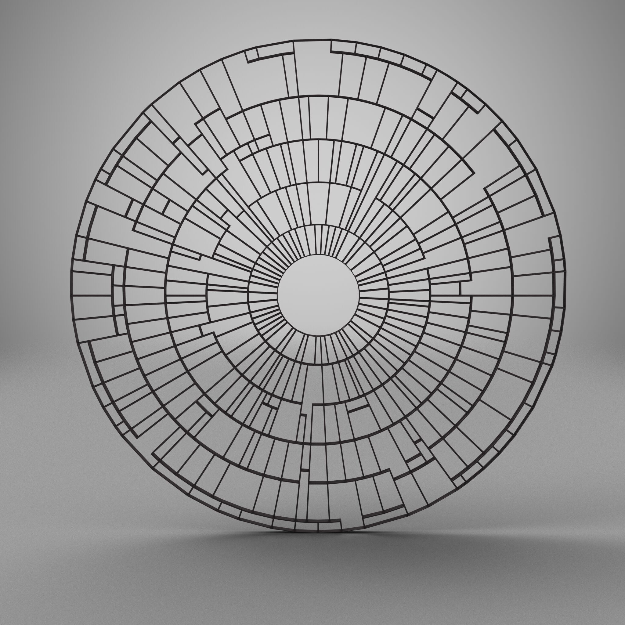 Set of 3 tree grilles grates - high poly 3D model_6