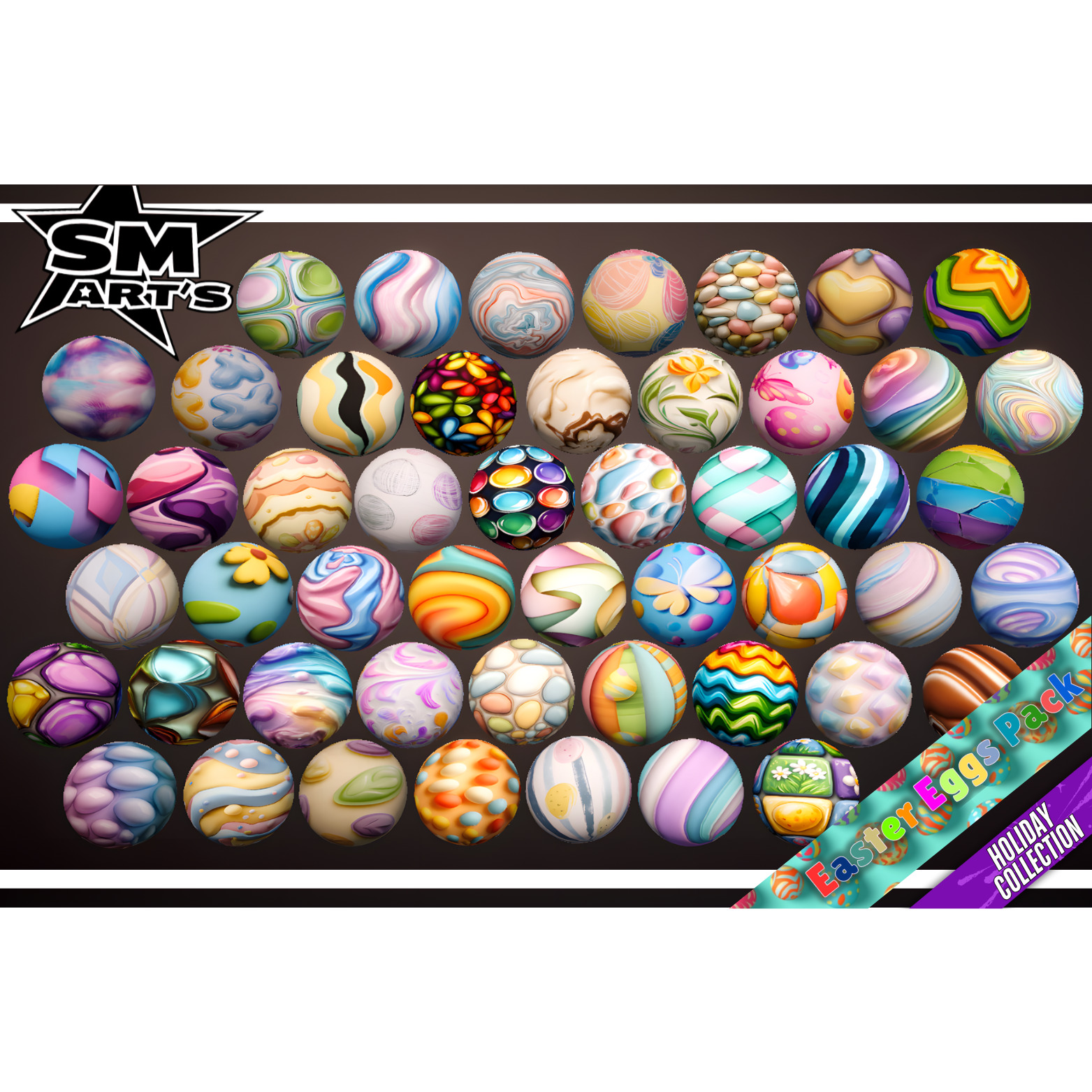 Easter Eggs Texture Pack - Stylized 50 Materials Texture_1