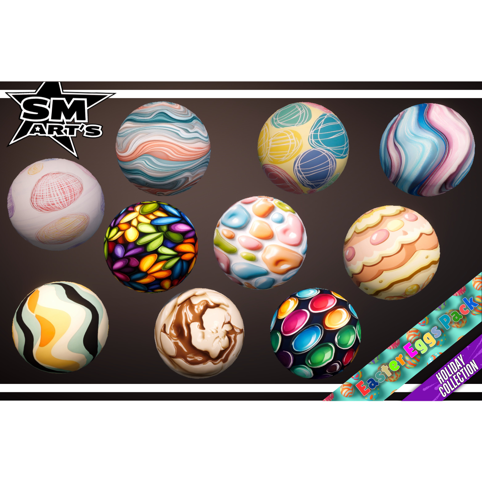 Easter Eggs Texture Pack - Stylized 50 Materials Texture_2