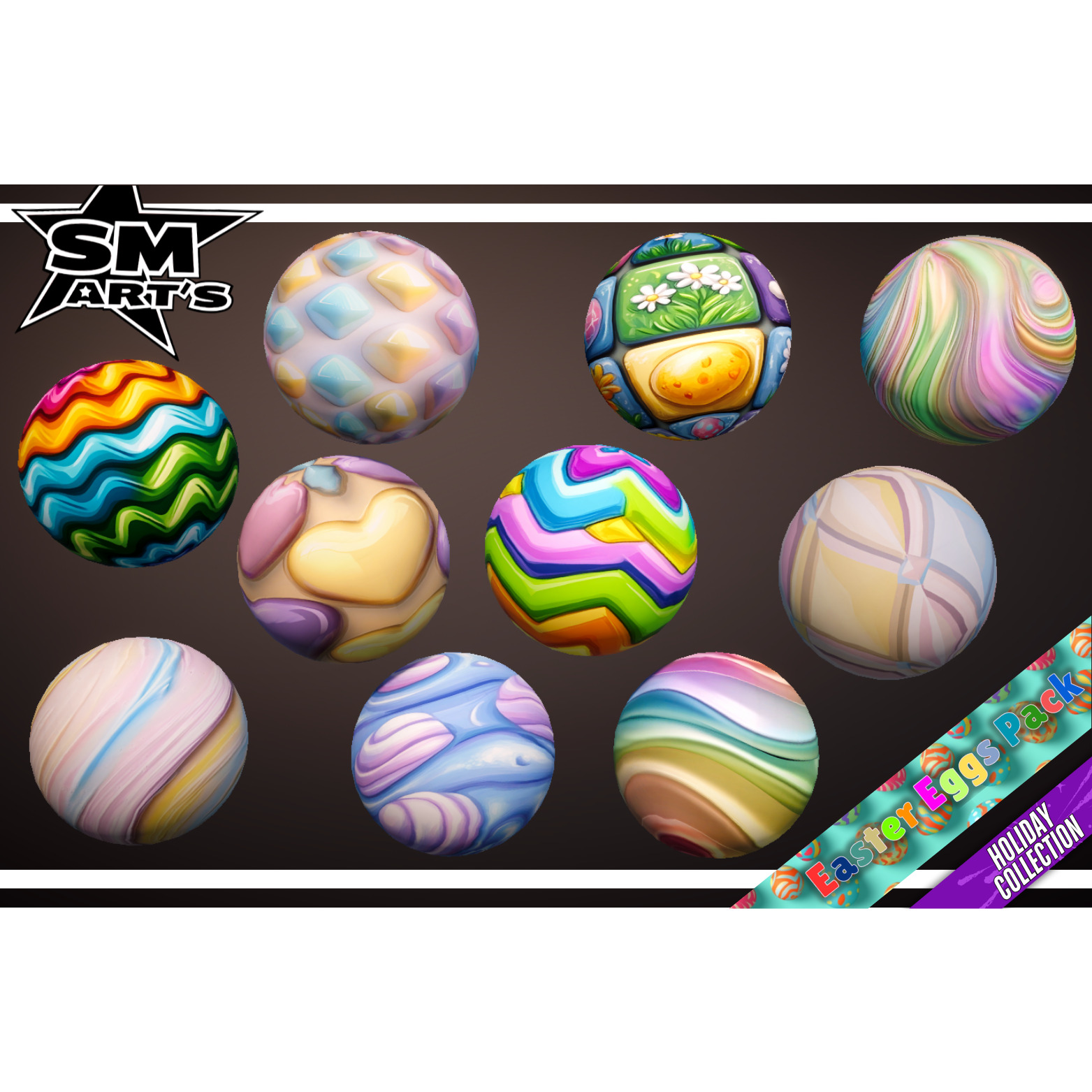Easter Eggs Texture Pack - Stylized 50 Materials Texture_5