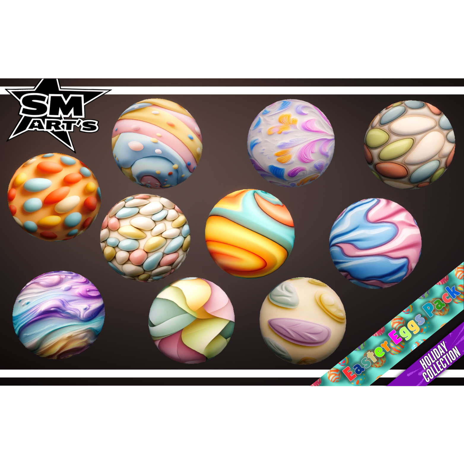 Easter Eggs Texture Pack - Stylized 50 Materials Texture_3