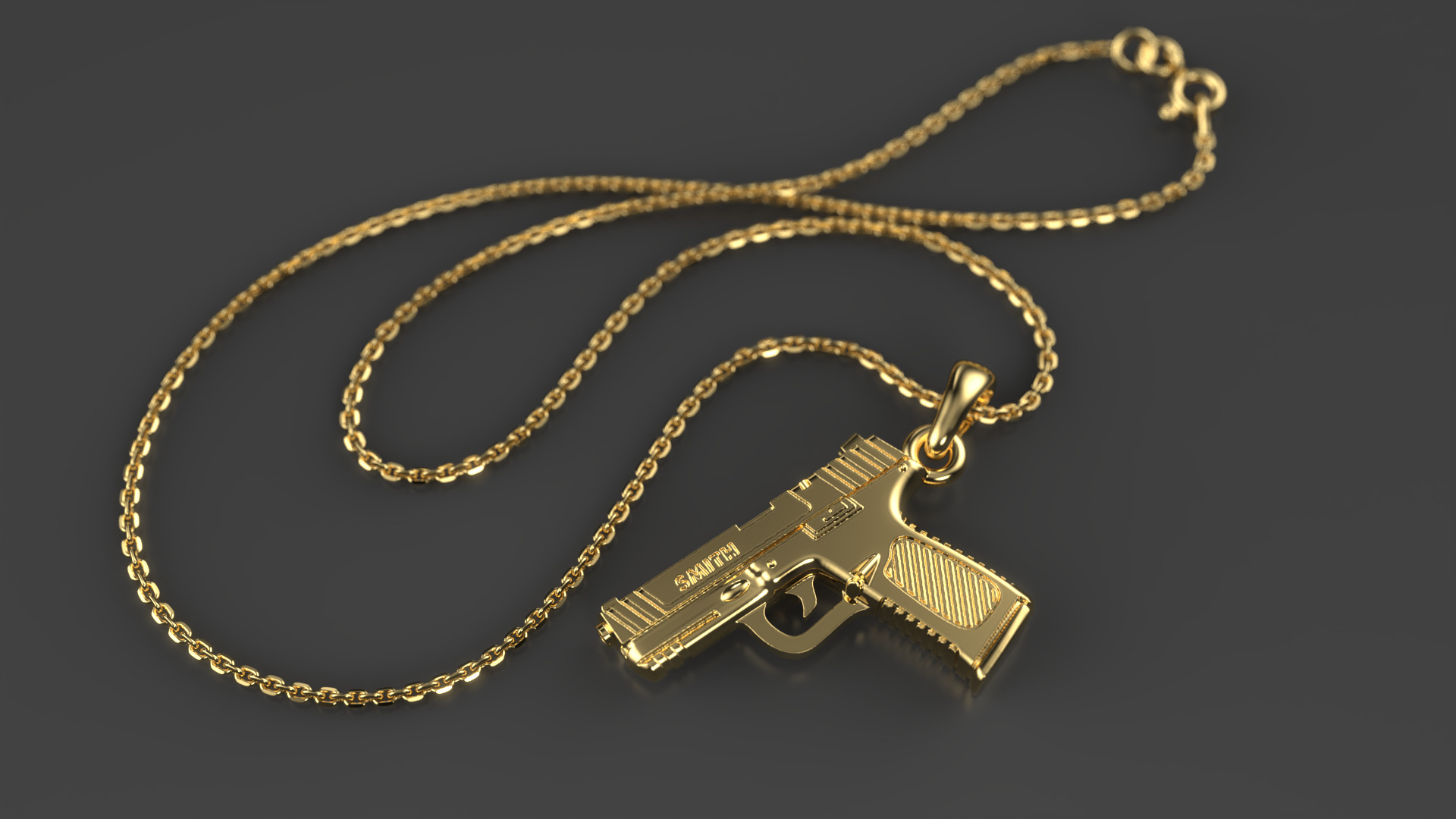 S and M gun pendant 3D print model_7