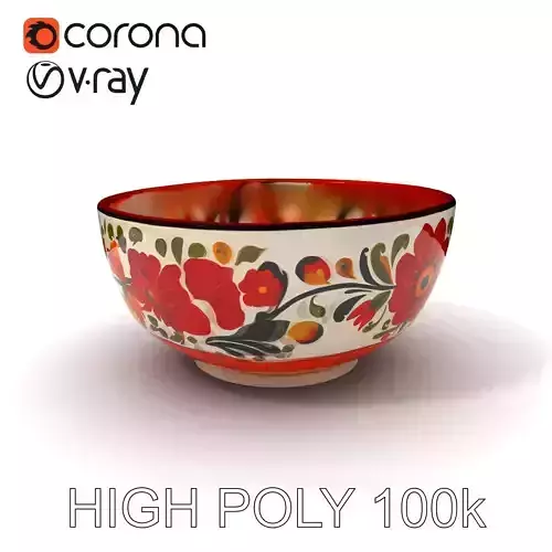 Colorful Floral Bowl Model Pack