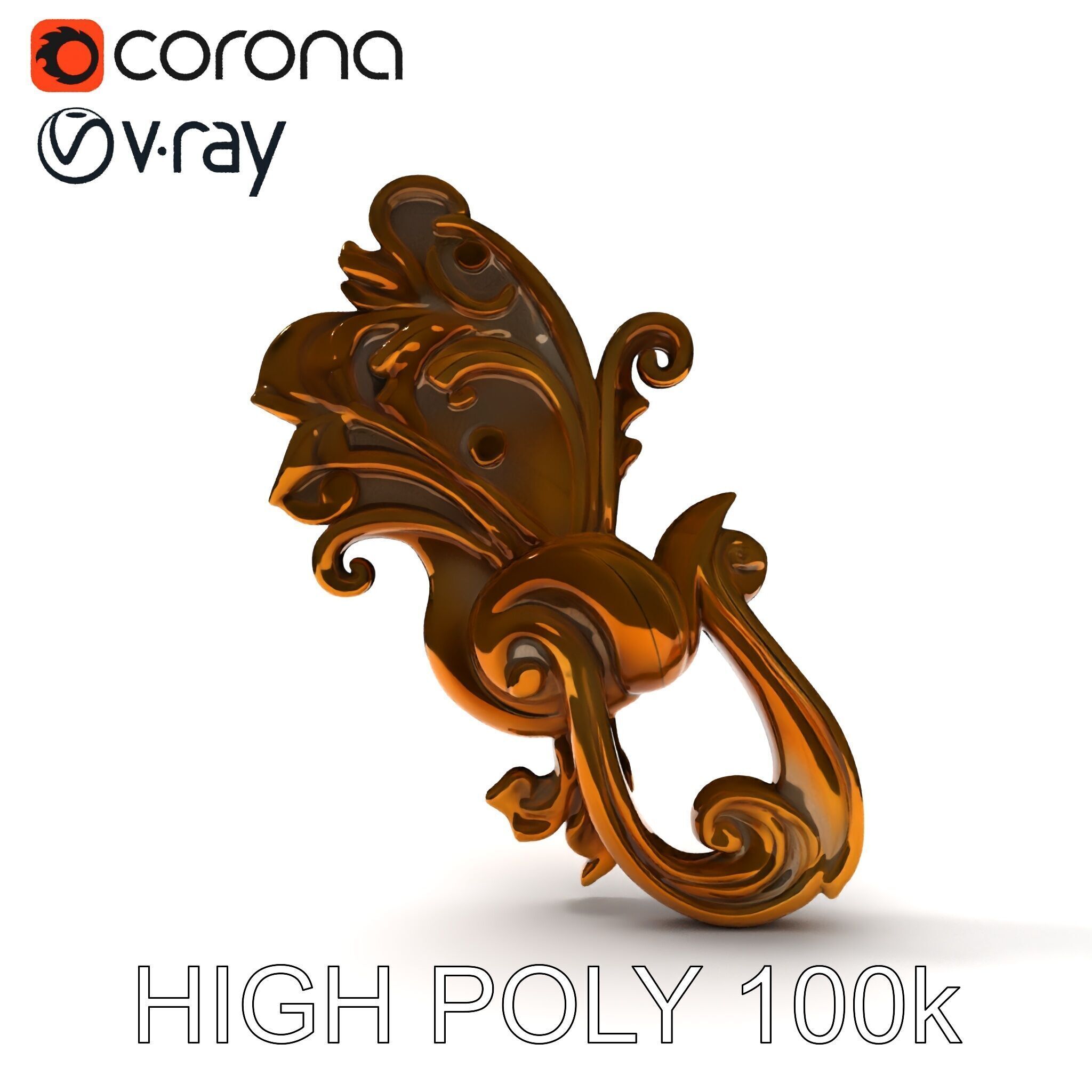 Ornate Door Knocker Model Pack Low-poly 3D model_26