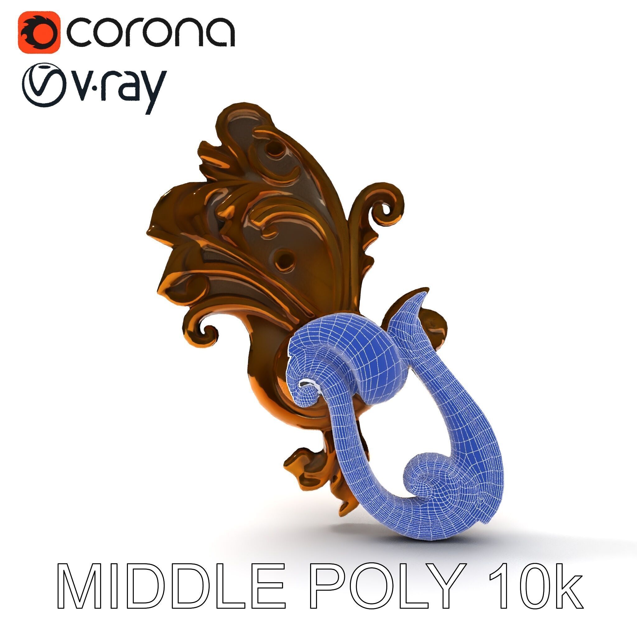 Ornate Door Knocker Model Pack Low-poly 3D model_14