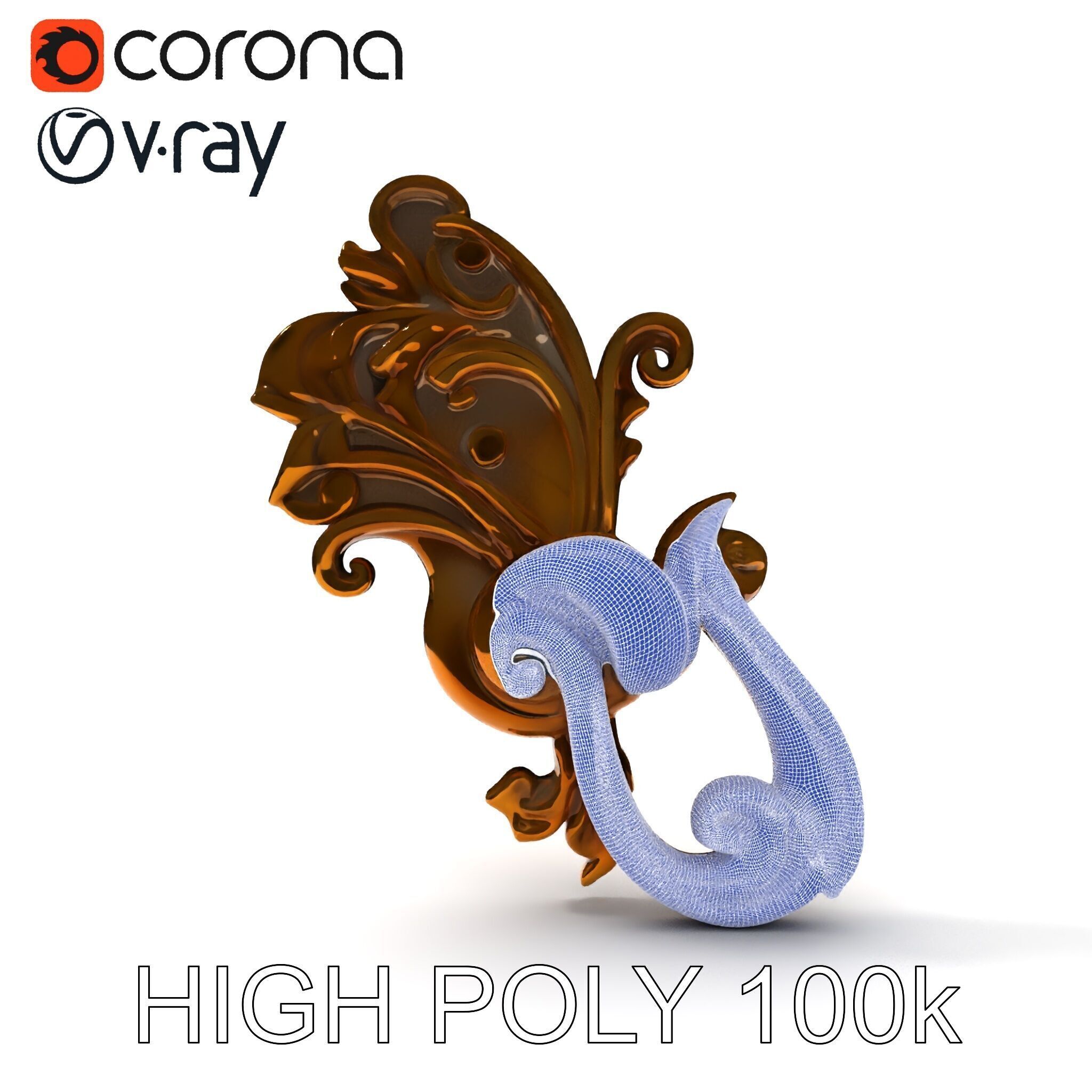 Ornate Door Knocker Model Pack Low-poly 3D model_35