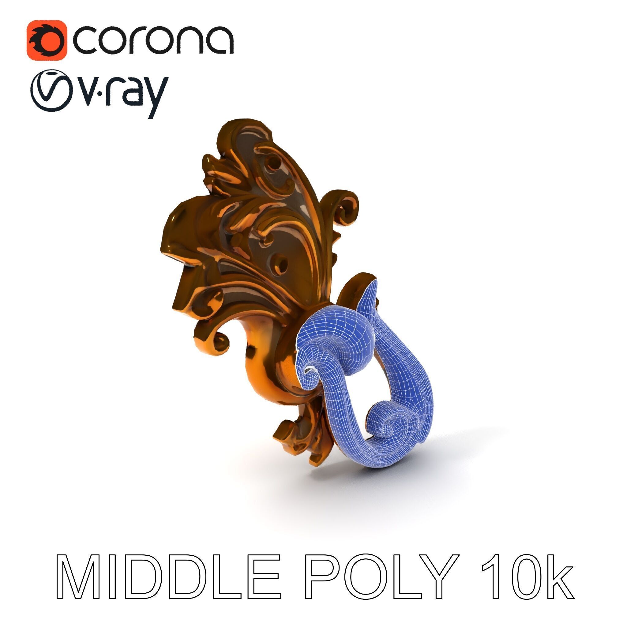 Ornate Door Knocker Model Pack Low-poly 3D model_17