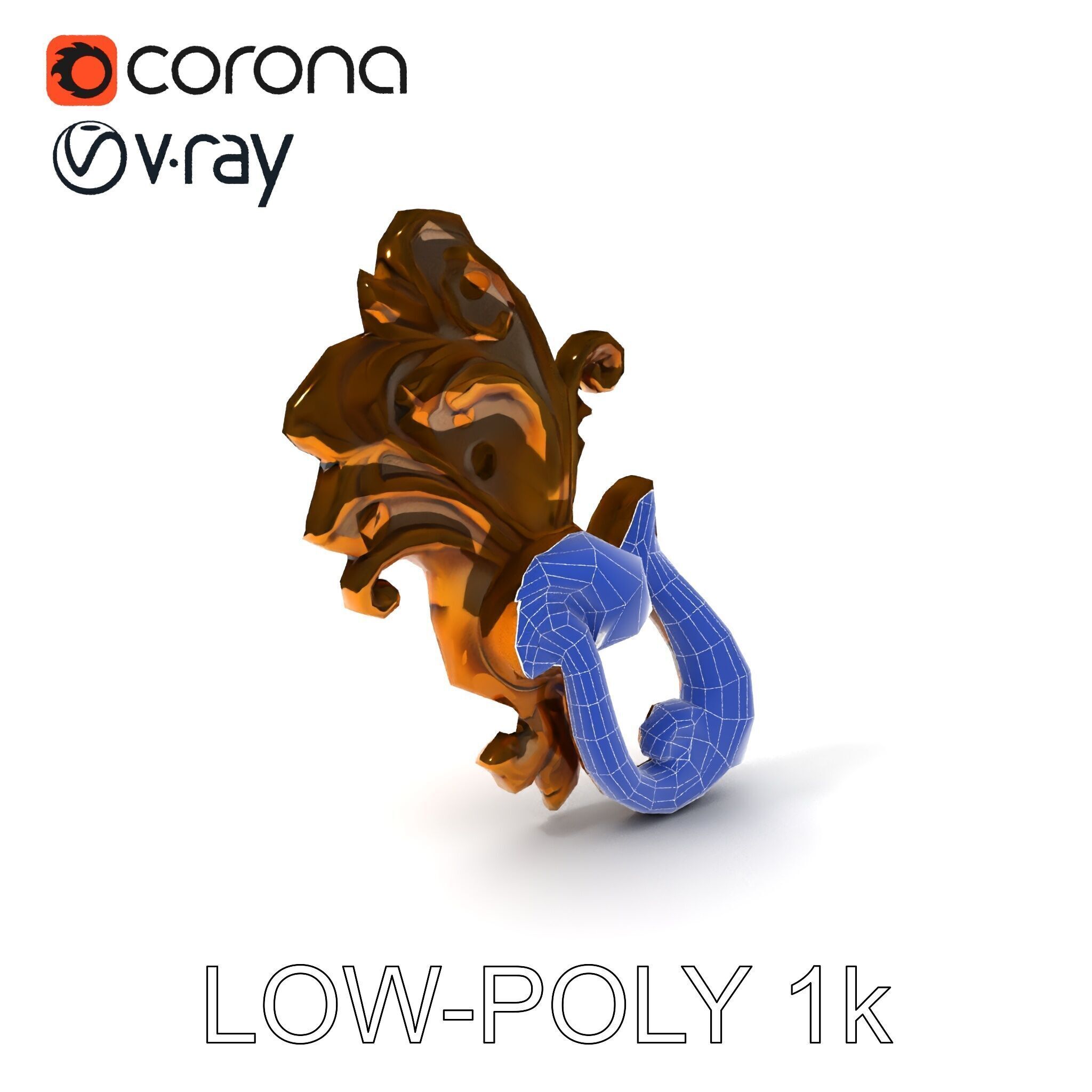 Ornate Door Knocker Model Pack Low-poly 3D model_10