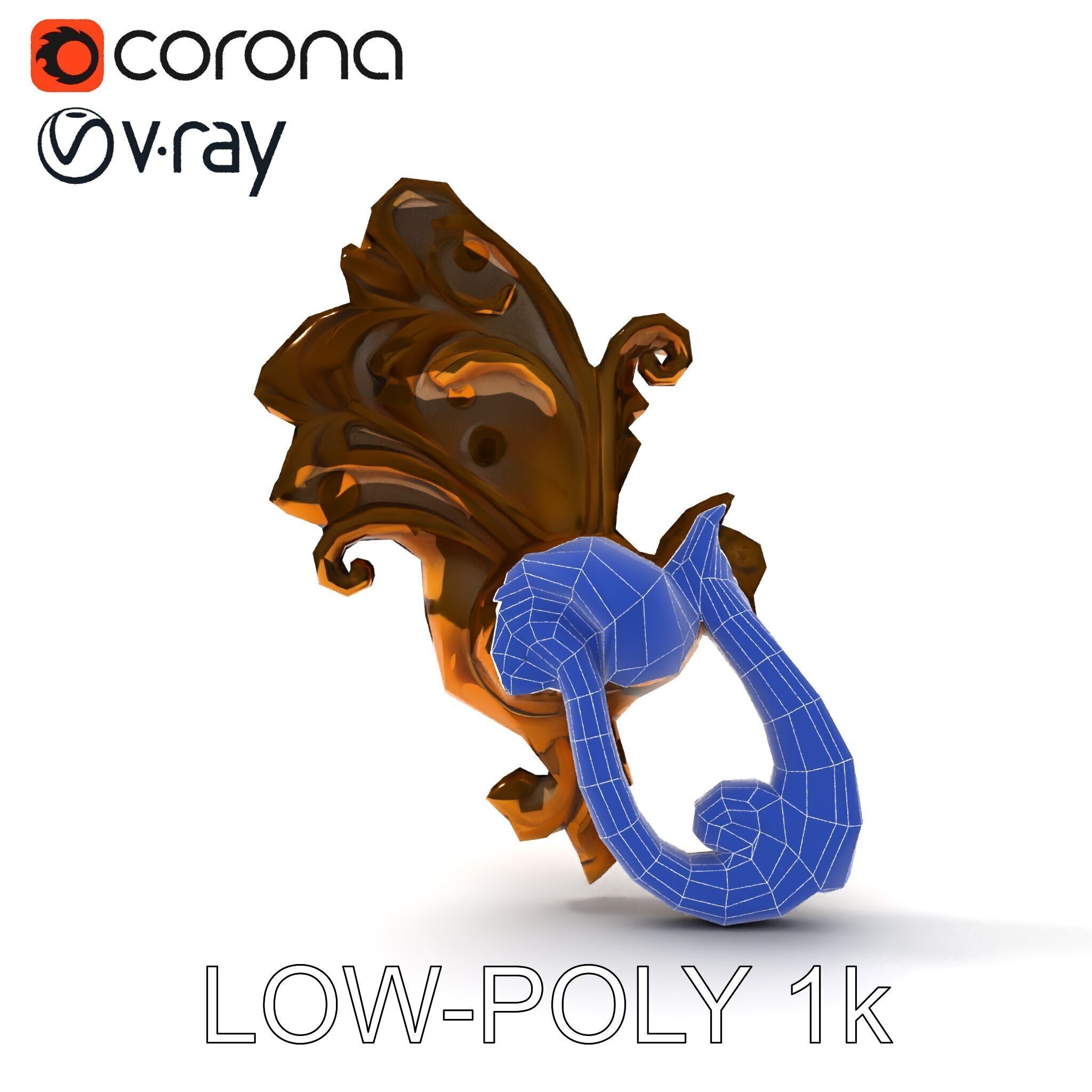 Ornate Door Knocker Model Pack Low-poly 3D model_13