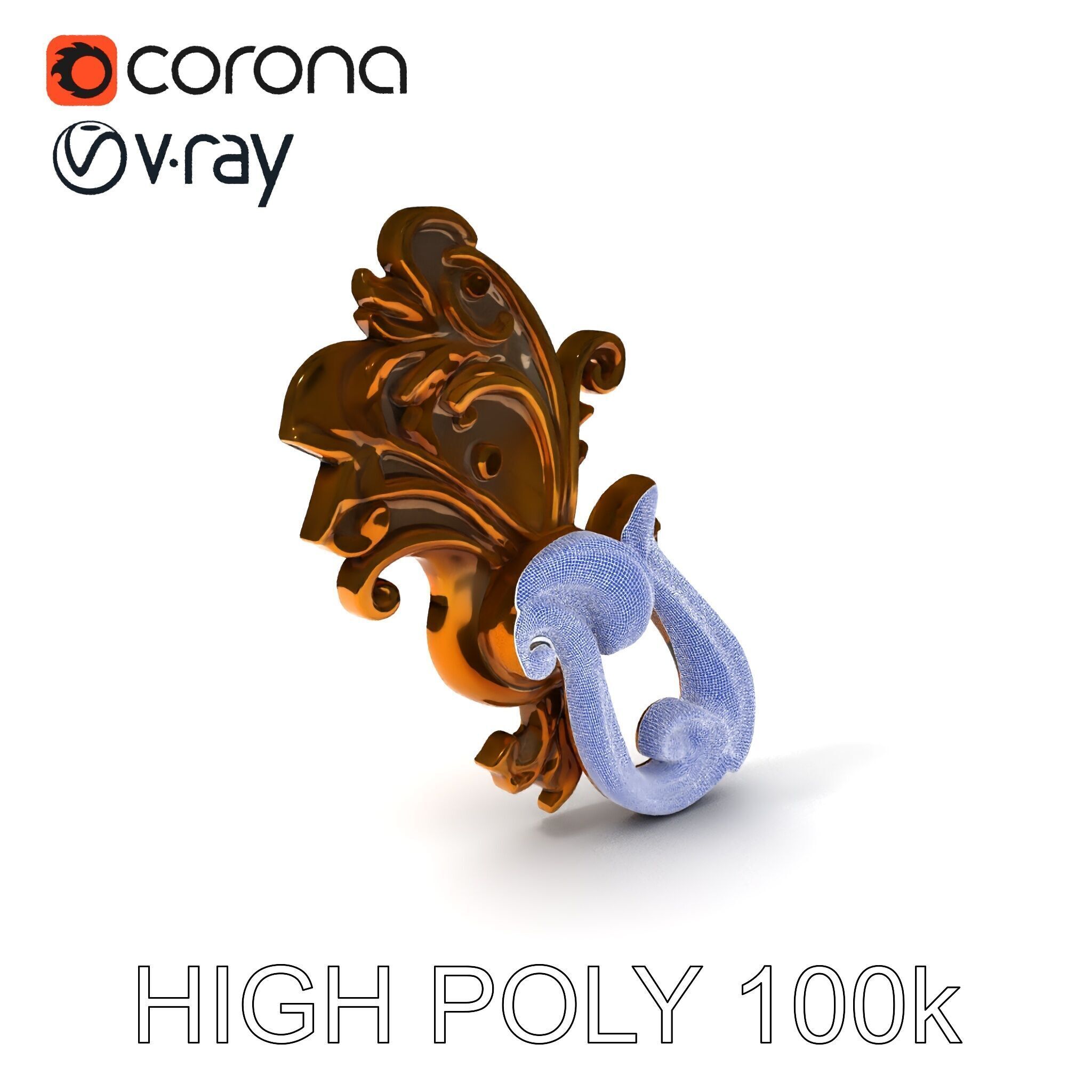 Ornate Door Knocker Model Pack Low-poly 3D model_3