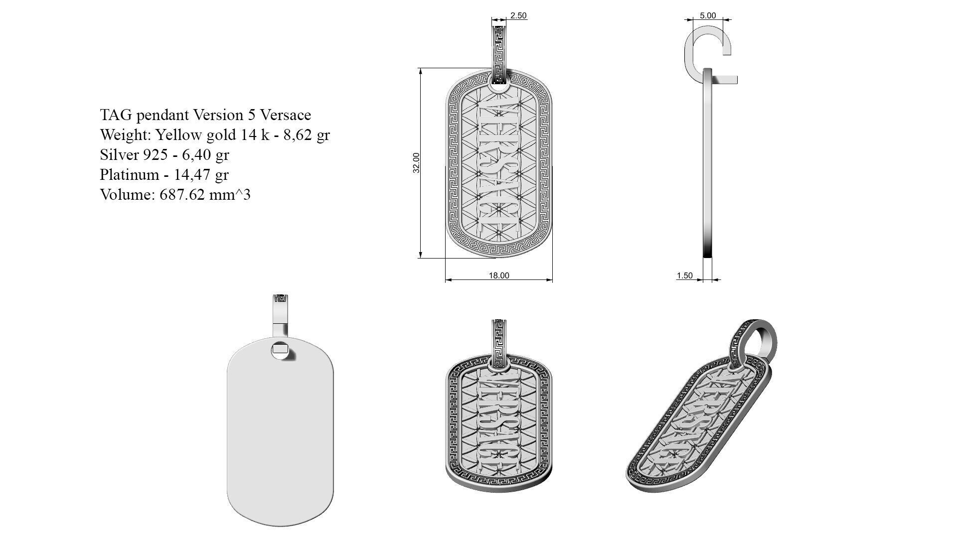 TAG pendant Version 5 Medusa 3D print model_14