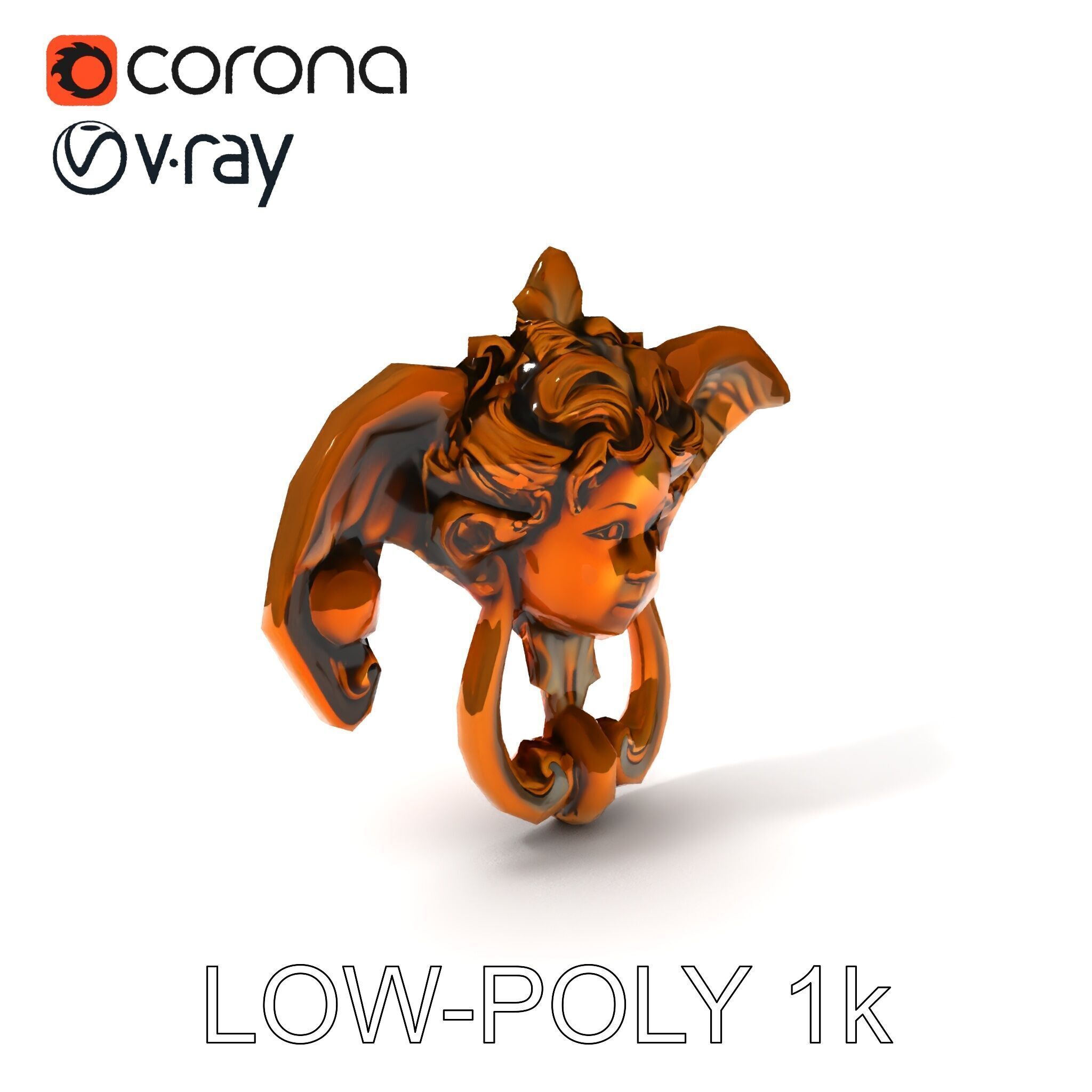 Angel Door Knocker D Model Pack Low-poly 3D model_13