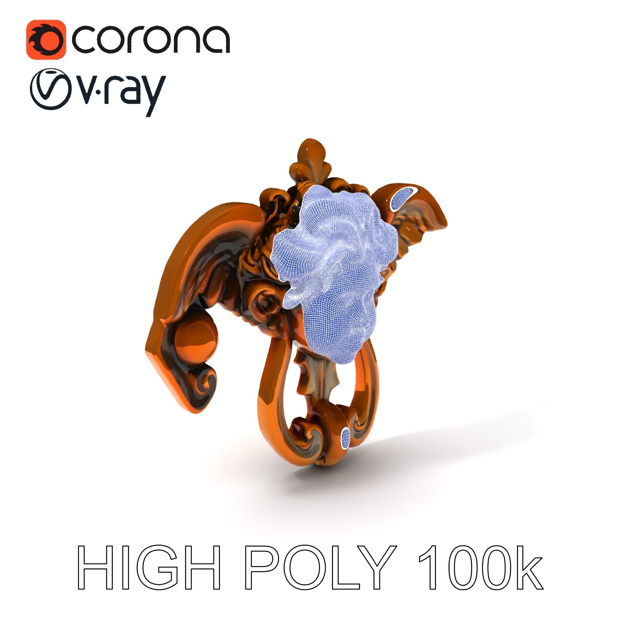 Angel Door Knocker D Model Pack Low-poly 3D model_3