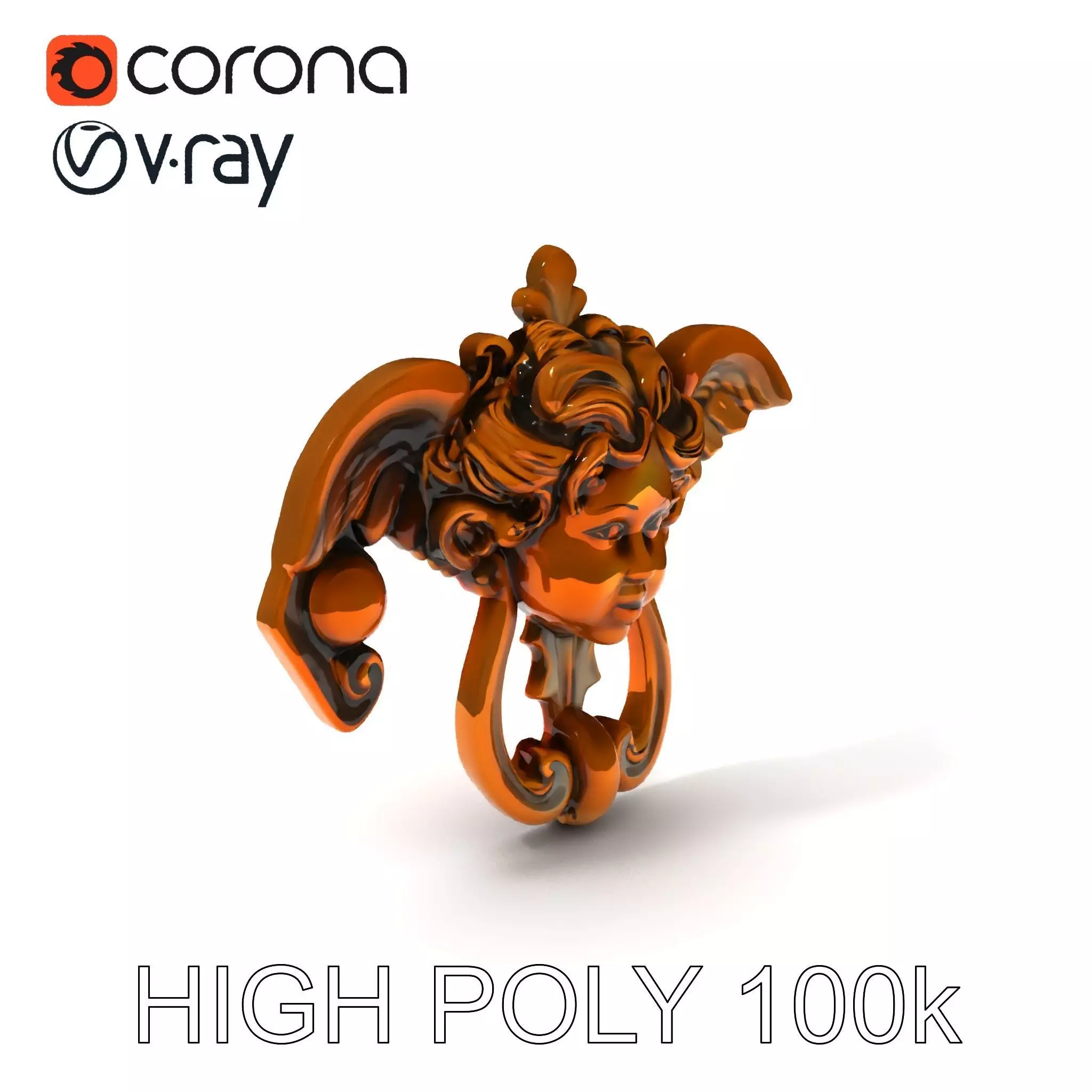 Angel Door Knocker D Model Pack Low-poly 3D model_0