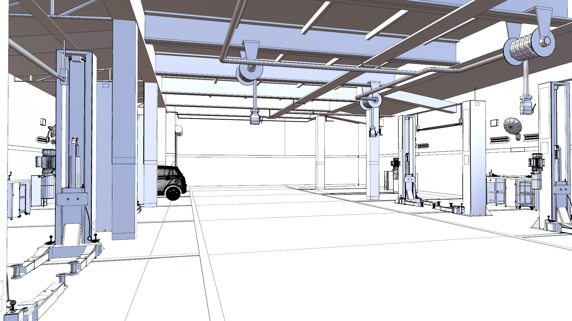 Car Service Garage Low-poly 3D model_15