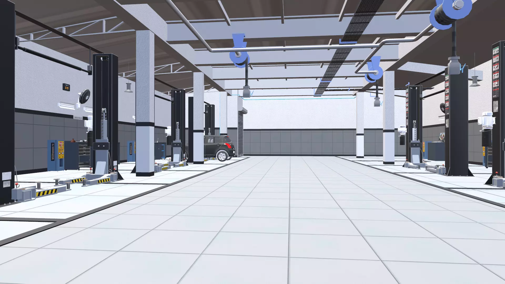 Car Service Garage Low-poly 3D model_0