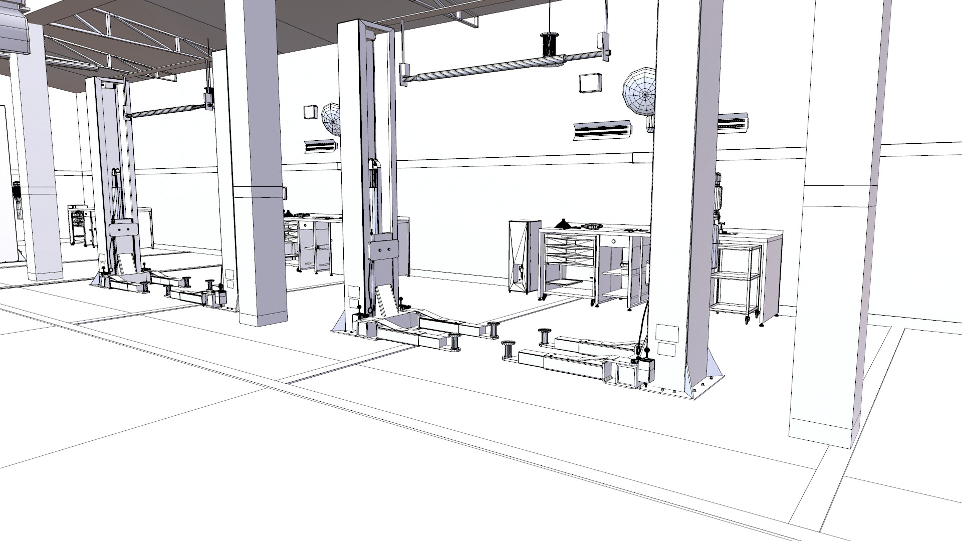 Car Service Garage Low-poly 3D model_19