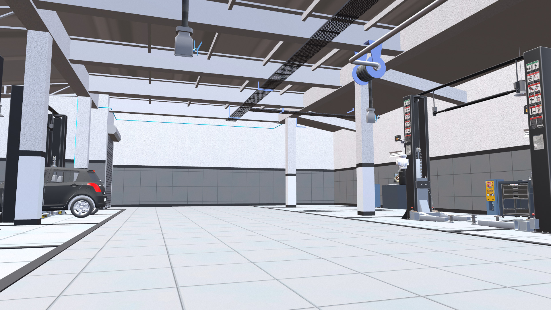 Car Service Garage Low-poly 3D model_3