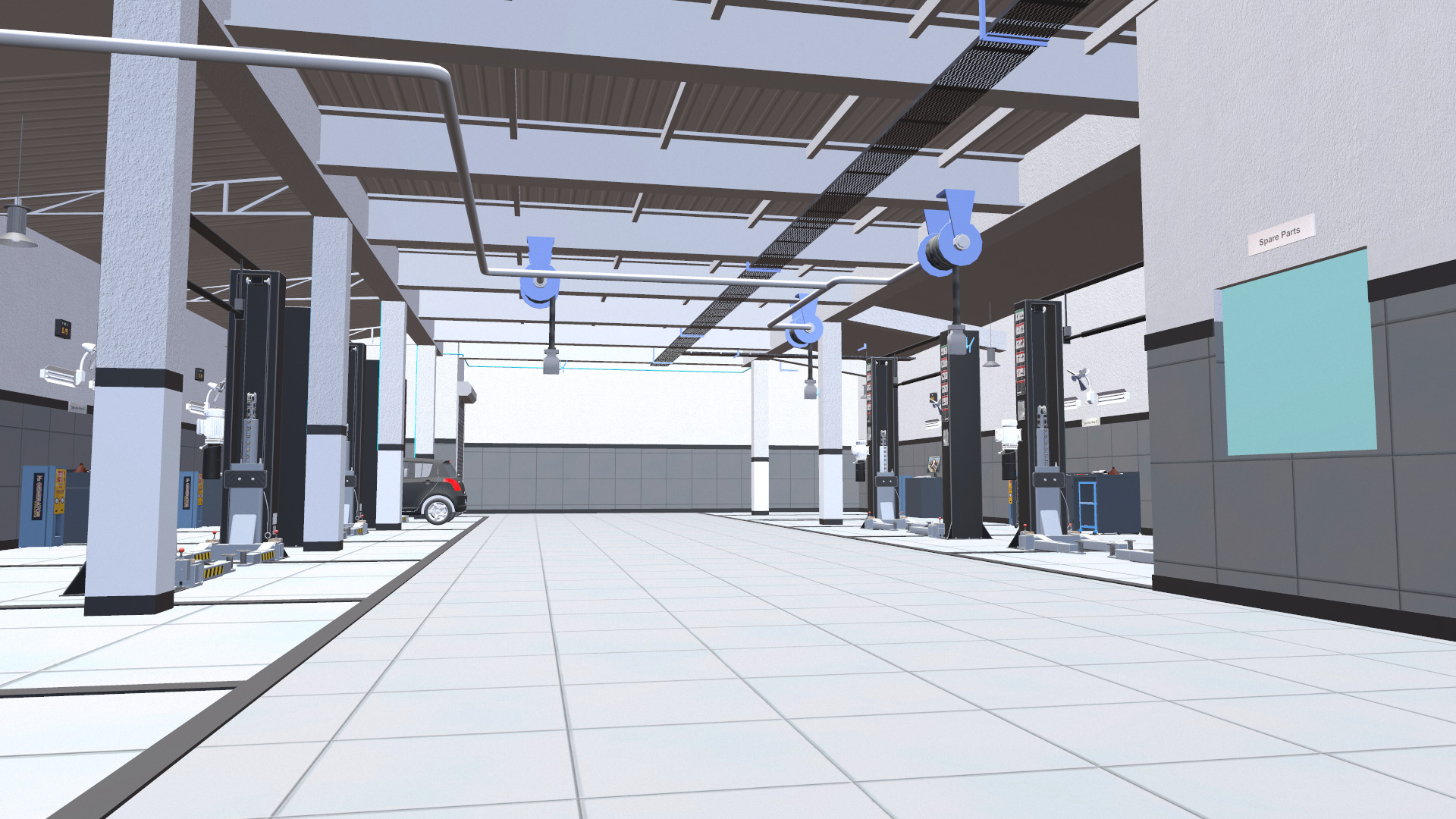 Car Service Garage Low-poly 3D model_9