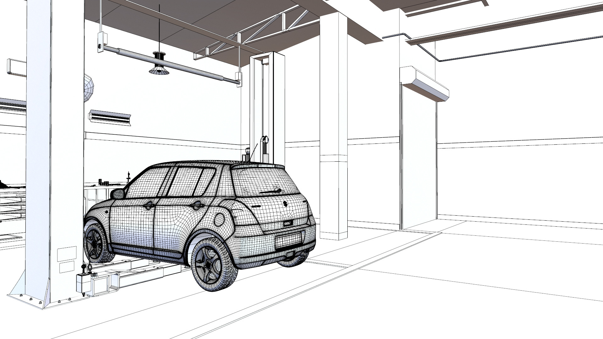 Car Service Garage Low-poly 3D model_16