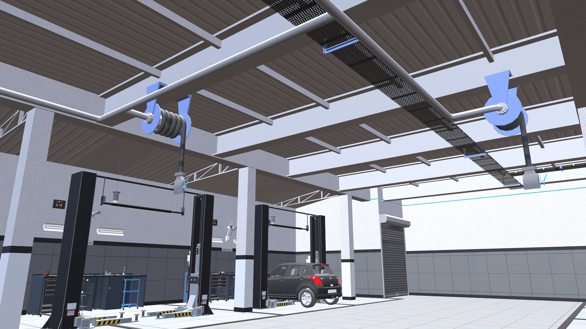 Car Service Garage Low-poly 3D model_8