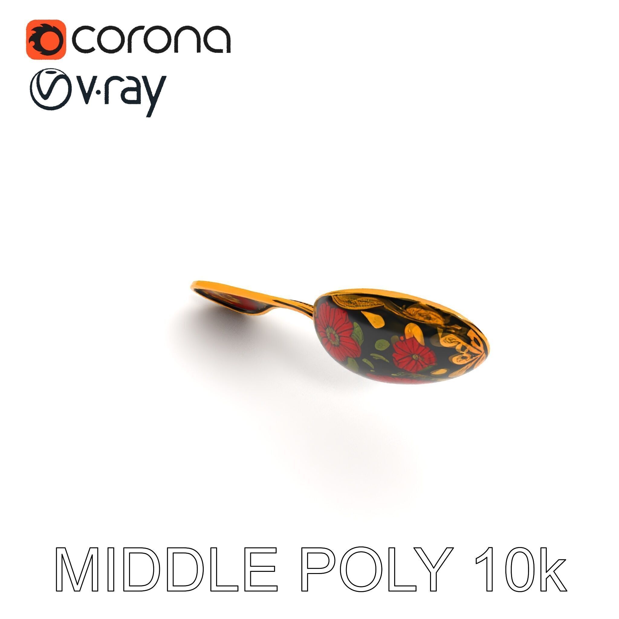 Decorative Floral Spoon D Model Pack Low-poly 3D model_14