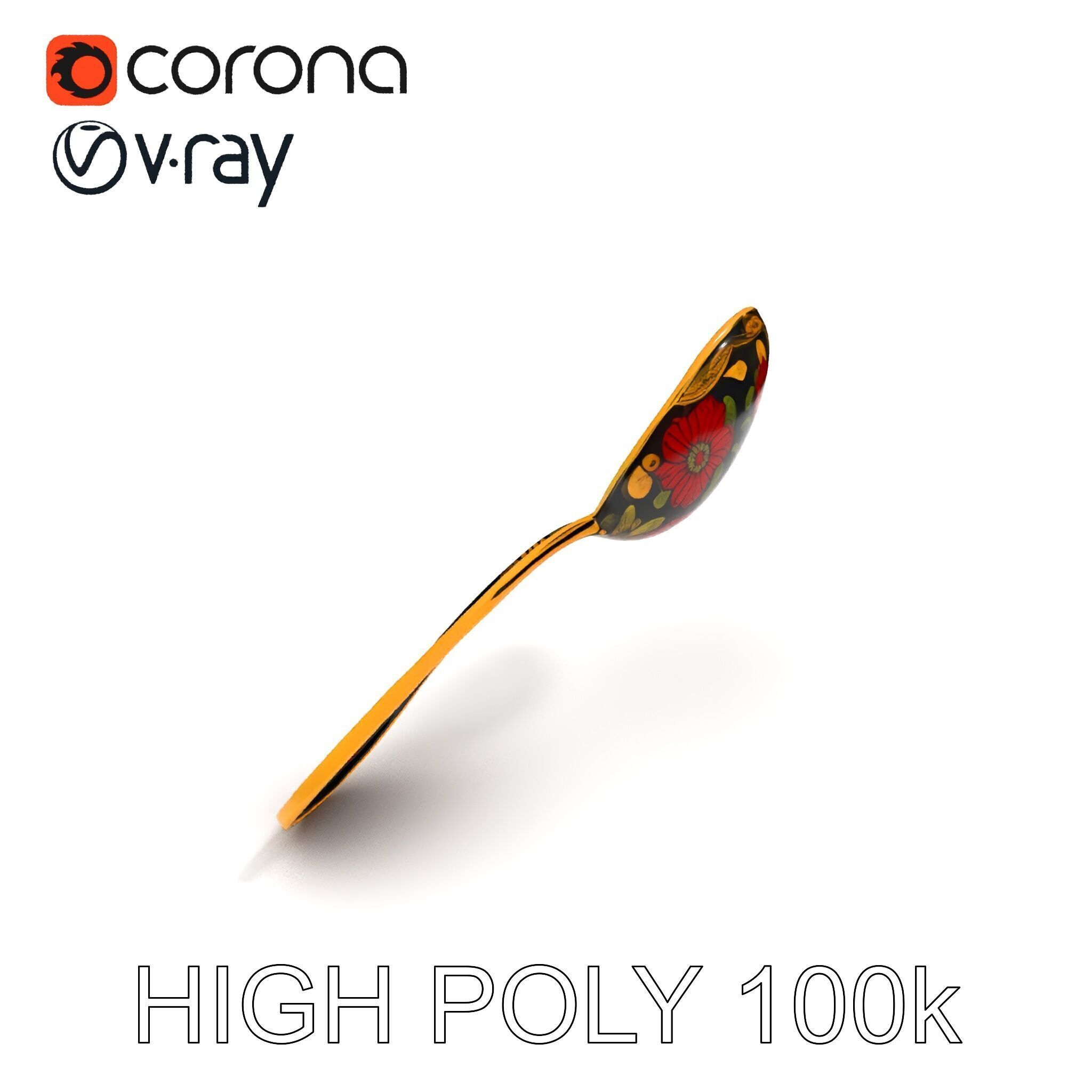 Decorative Floral Spoon D Model Pack Low-poly 3D model_21