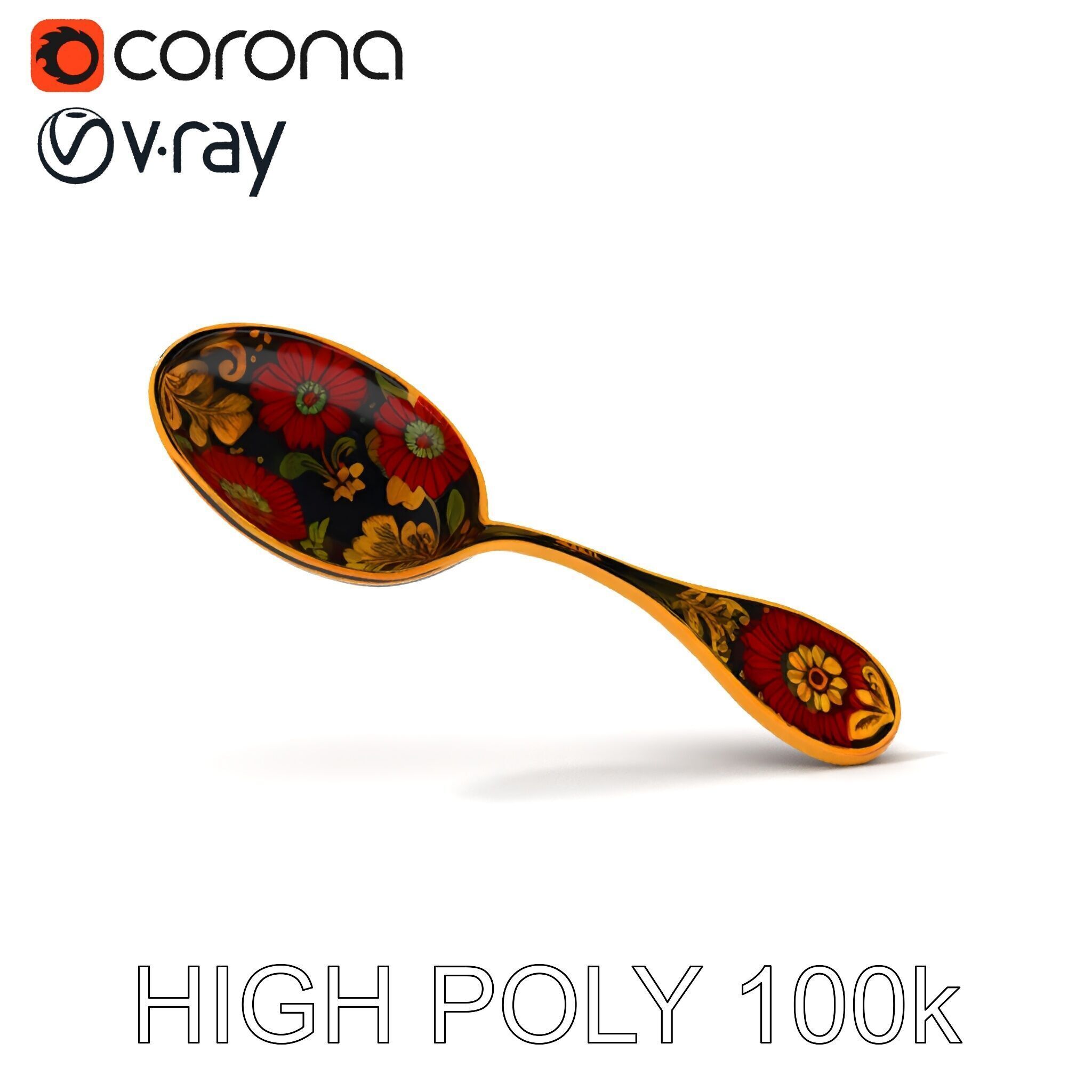 Decorative Floral Spoon D Model Pack Low-poly 3D model_27