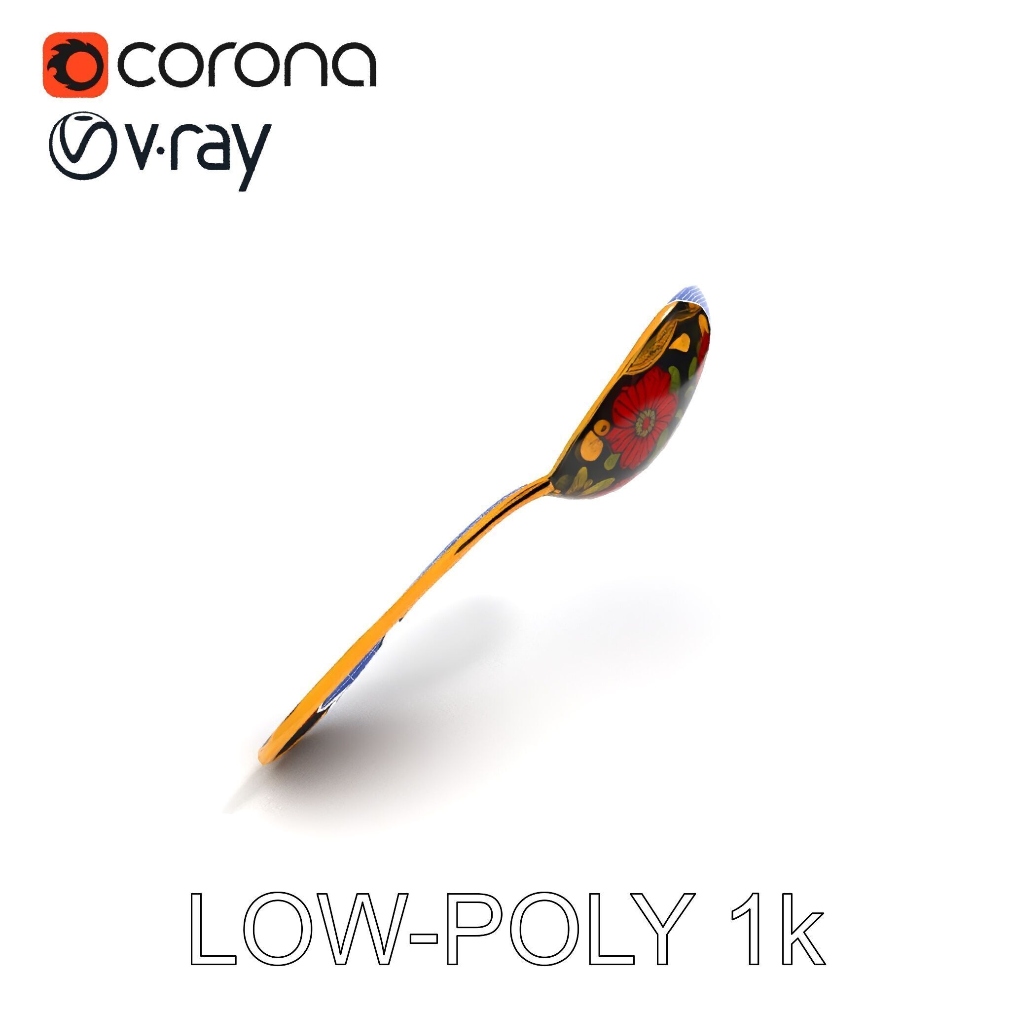 Decorative Floral Spoon D Model Pack Low-poly 3D model_20