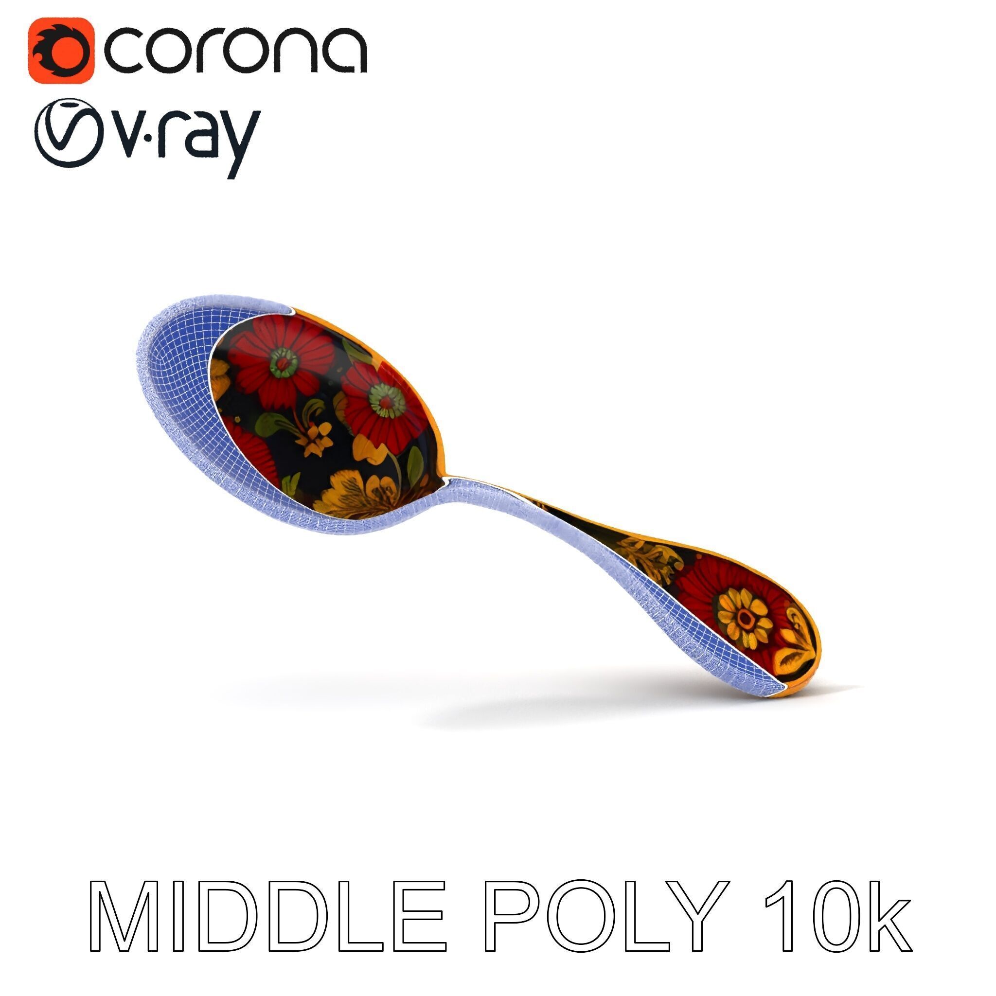 Decorative Floral Spoon D Model Pack Low-poly 3D model_22