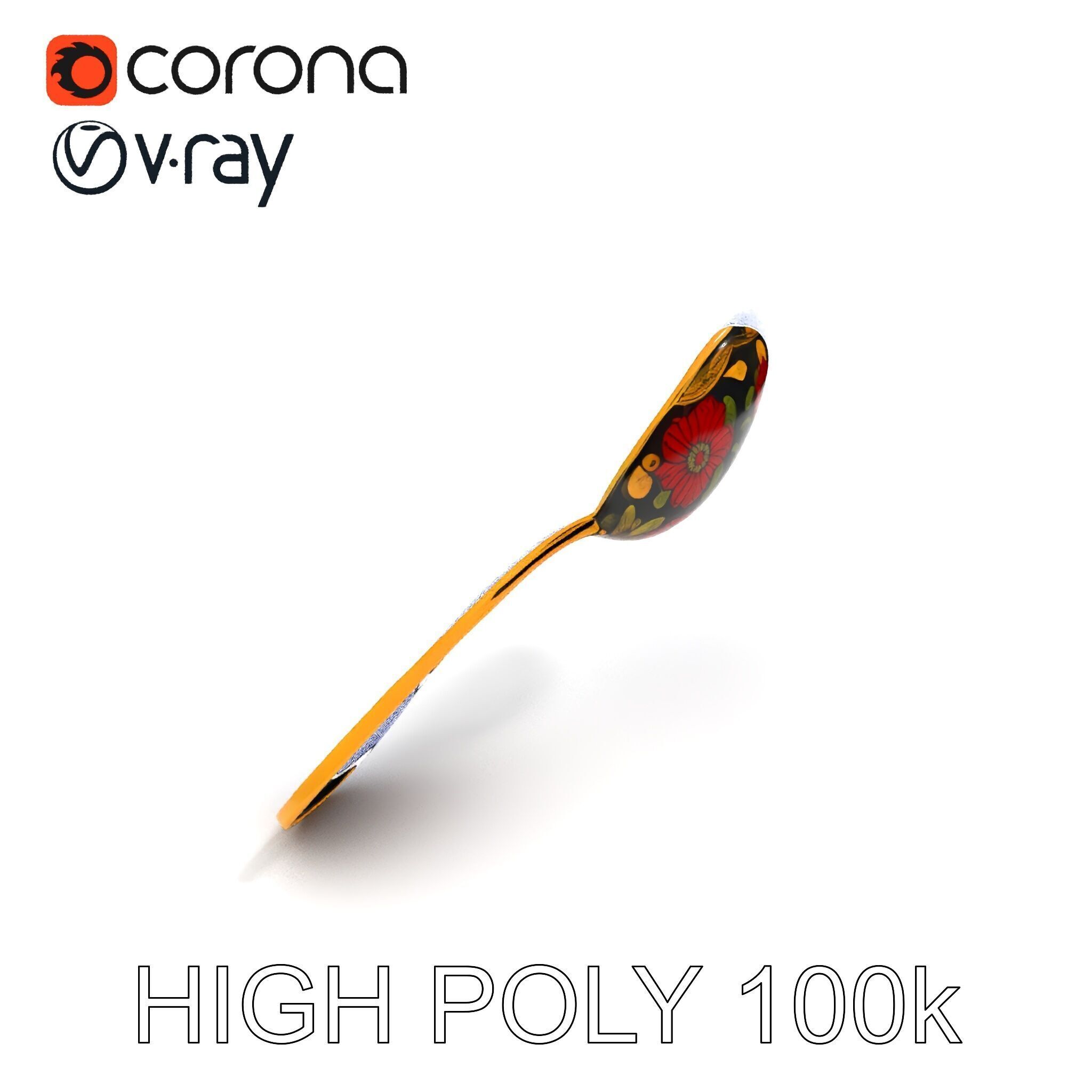 Decorative Floral Spoon D Model Pack Low-poly 3D model_16