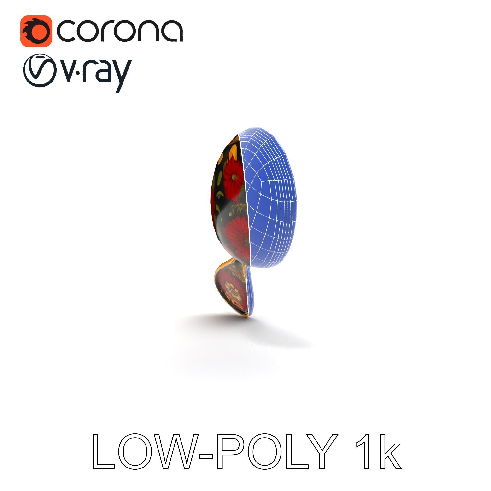 Decorative Floral Spoon D Model Pack Low-poly 3D model_12