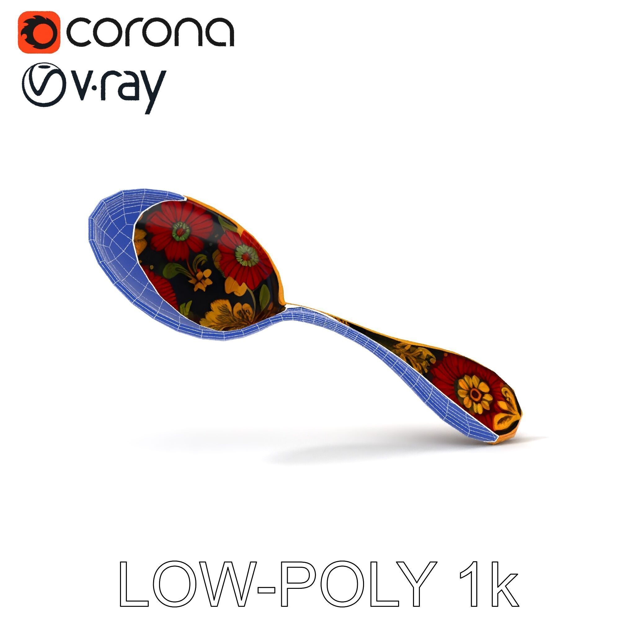 Decorative Floral Spoon D Model Pack Low-poly 3D model_33
