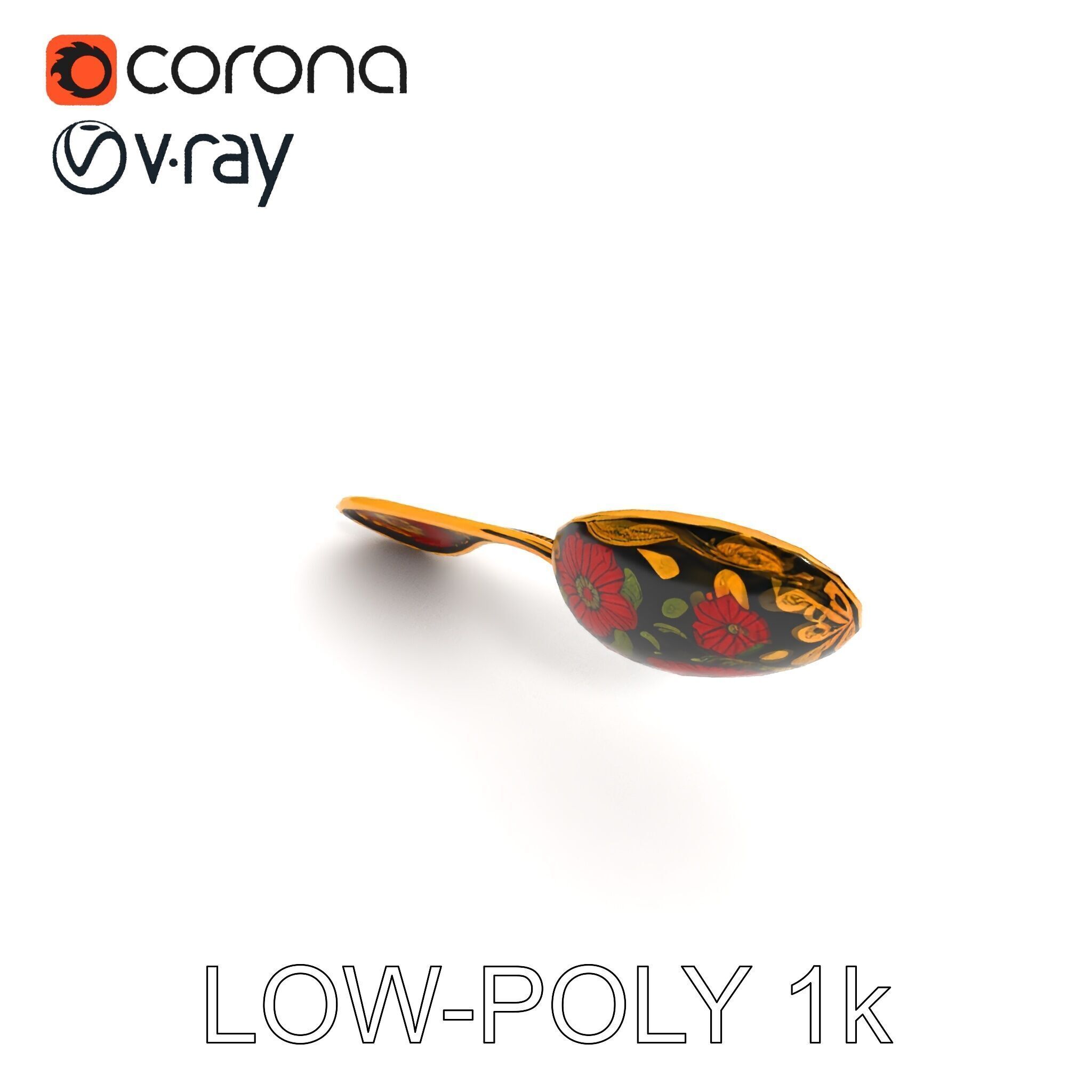 Decorative Floral Spoon D Model Pack Low-poly 3D model_29