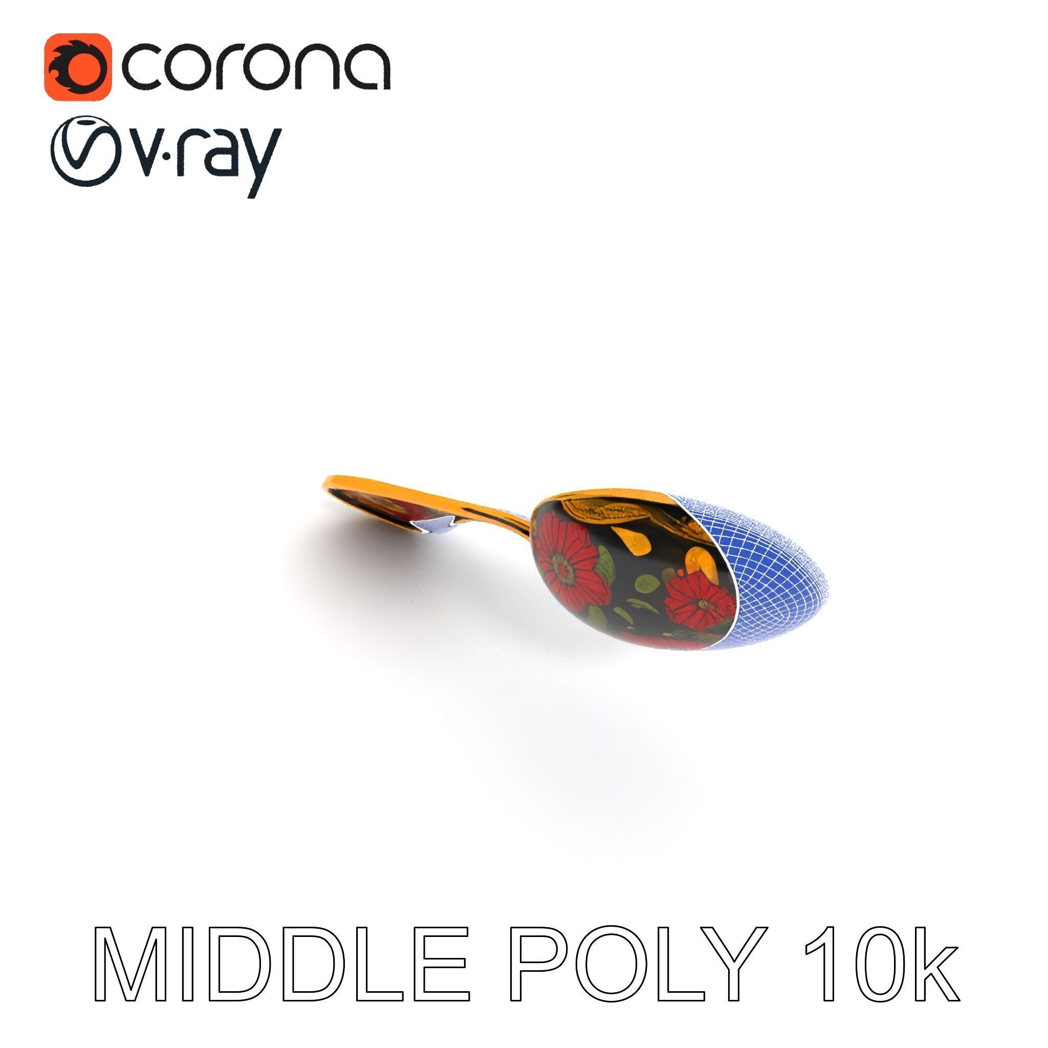 Decorative Floral Spoon D Model Pack Low-poly 3D model_6