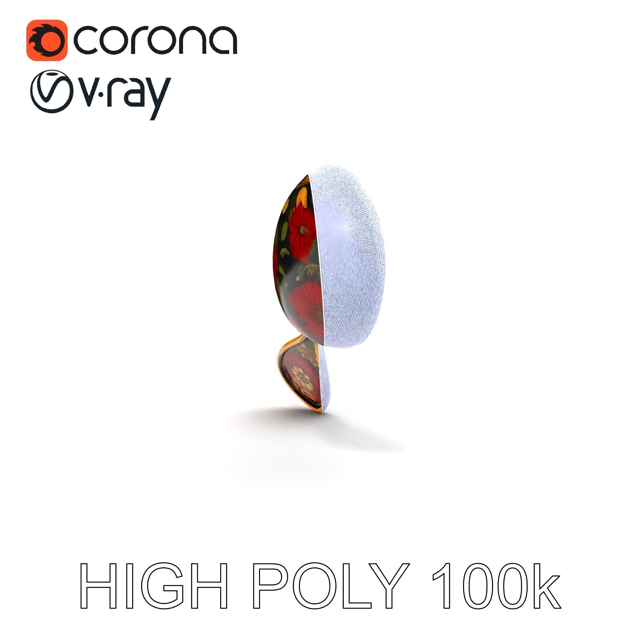 Decorative Floral Spoon D Model Pack Low-poly 3D model_13