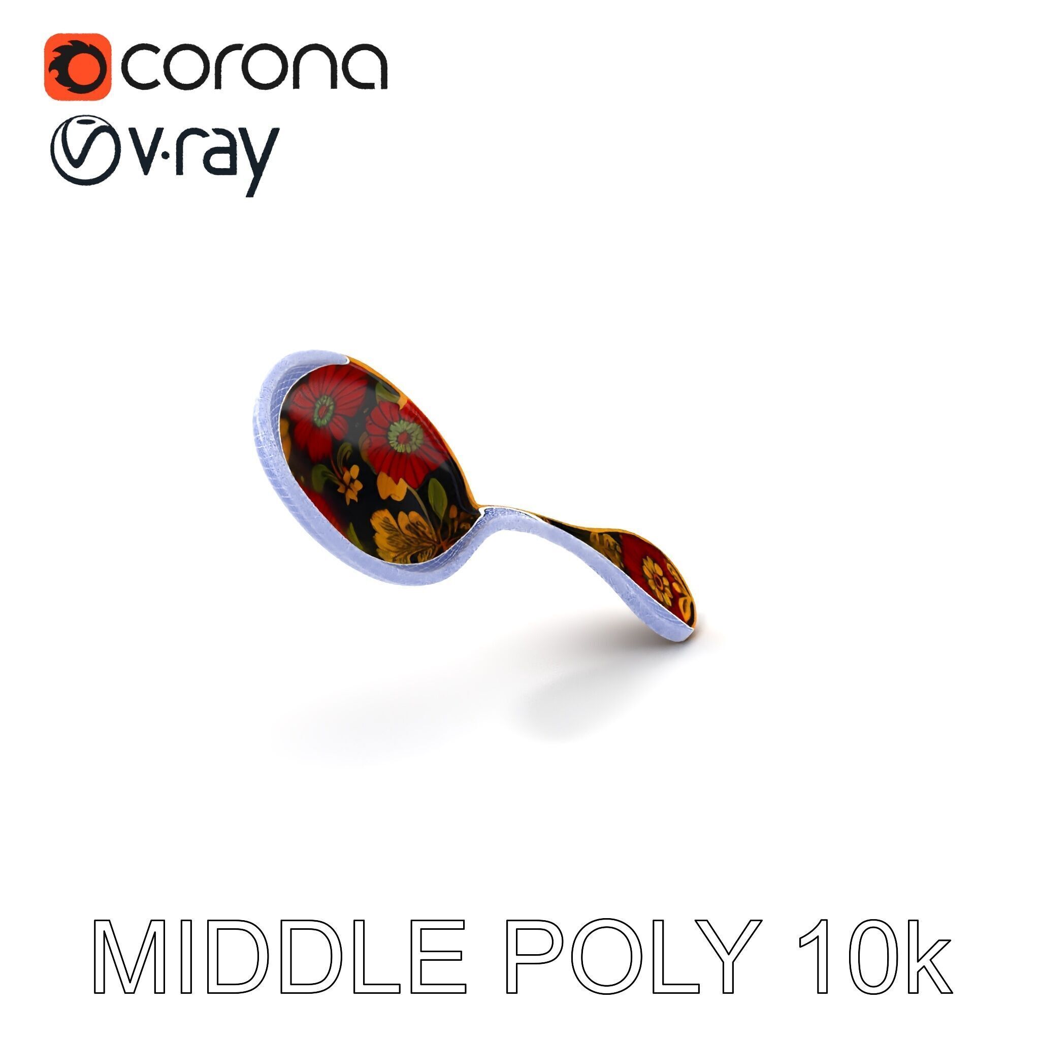 Decorative Floral Spoon D Model Pack Low-poly 3D model_25
