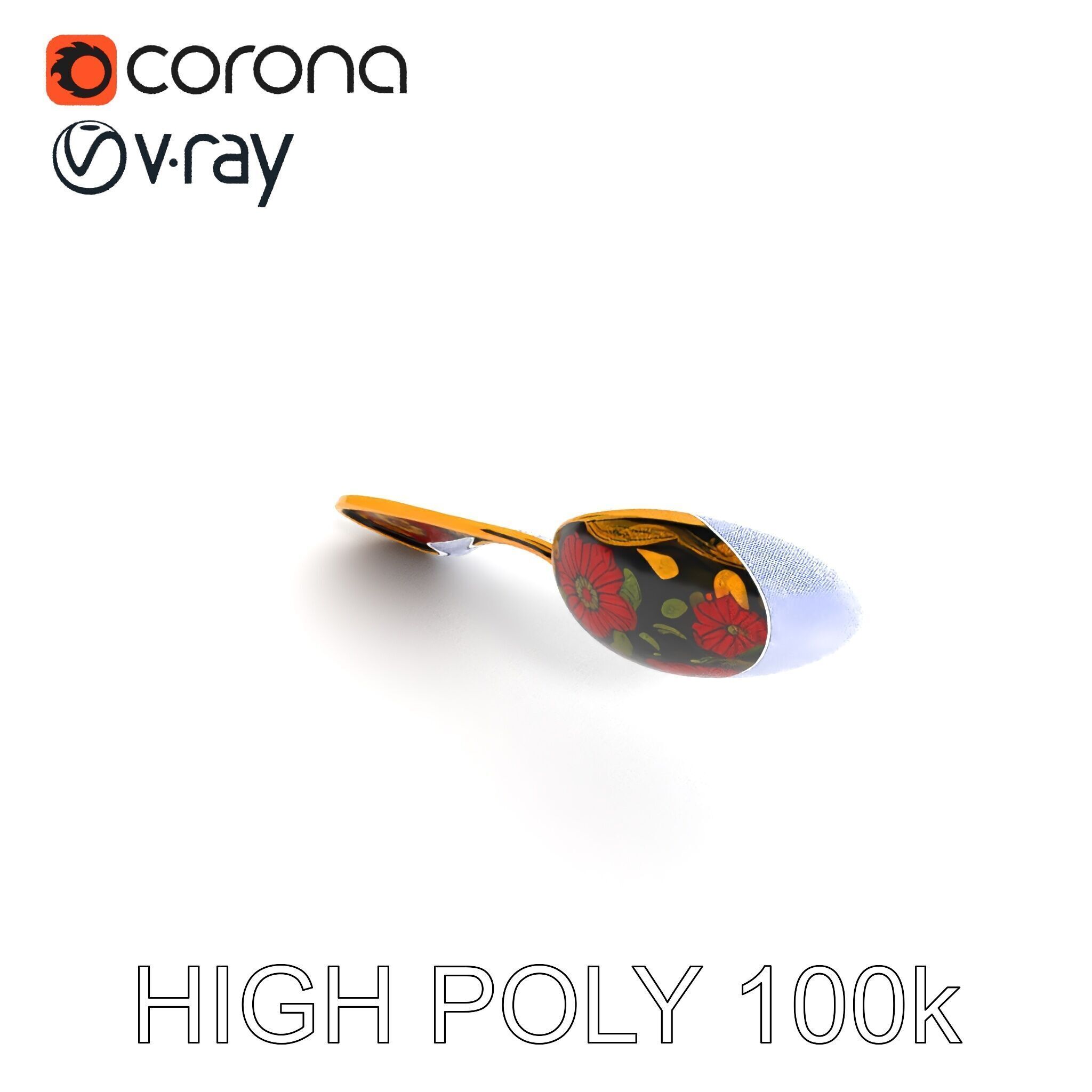 Decorative Floral Spoon D Model Pack Low-poly 3D model_34