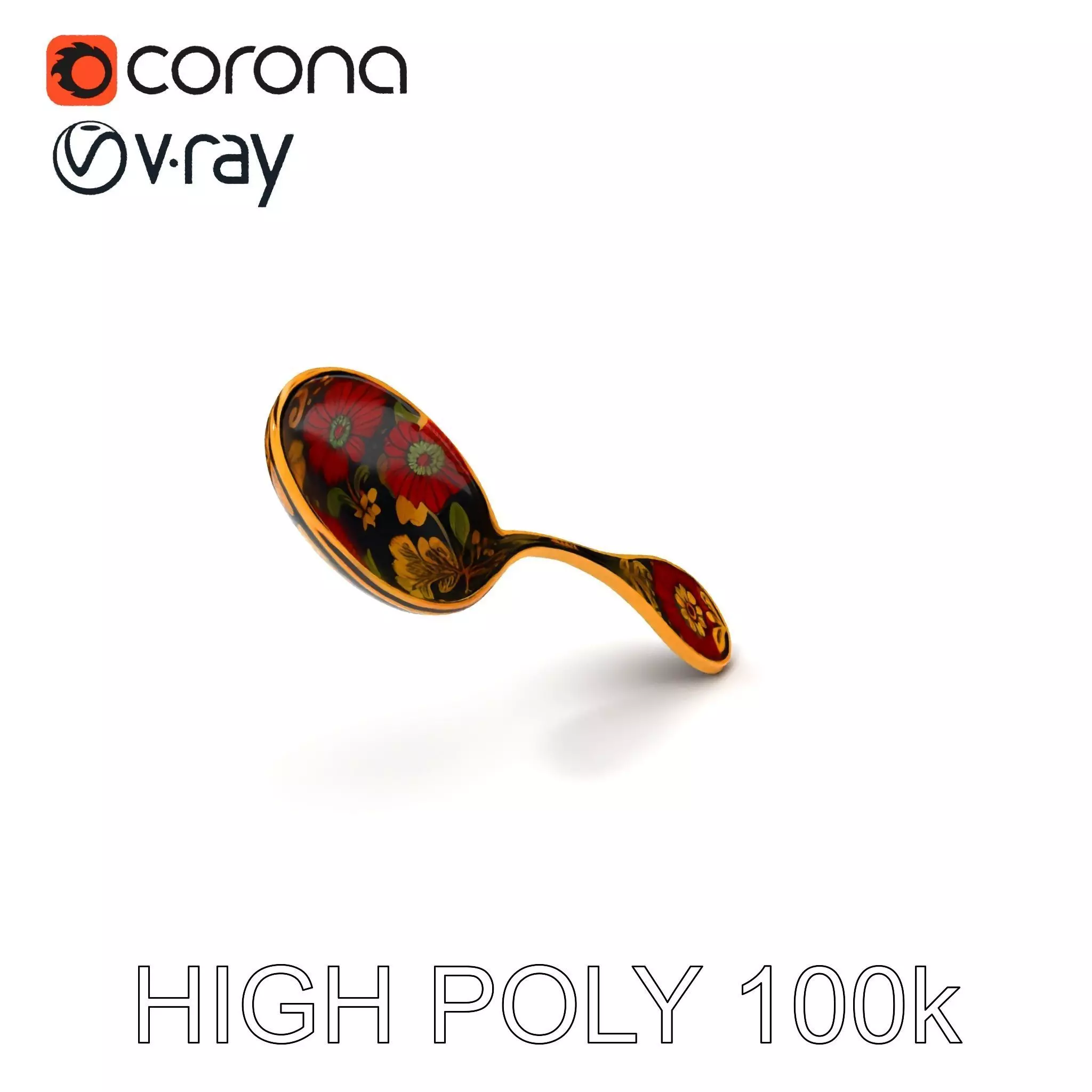 Decorative Floral Spoon D Model Pack Low-poly 3D model_0