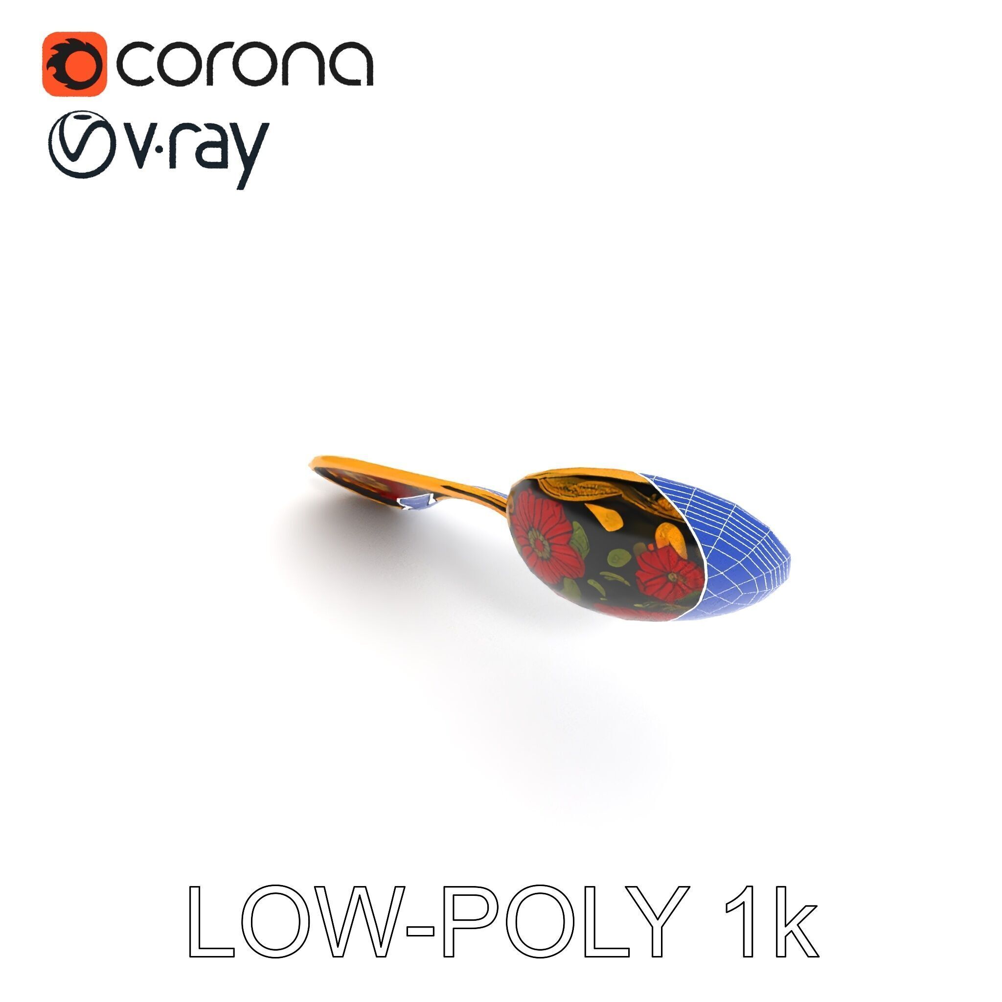 Decorative Floral Spoon D Model Pack Low-poly 3D model_18