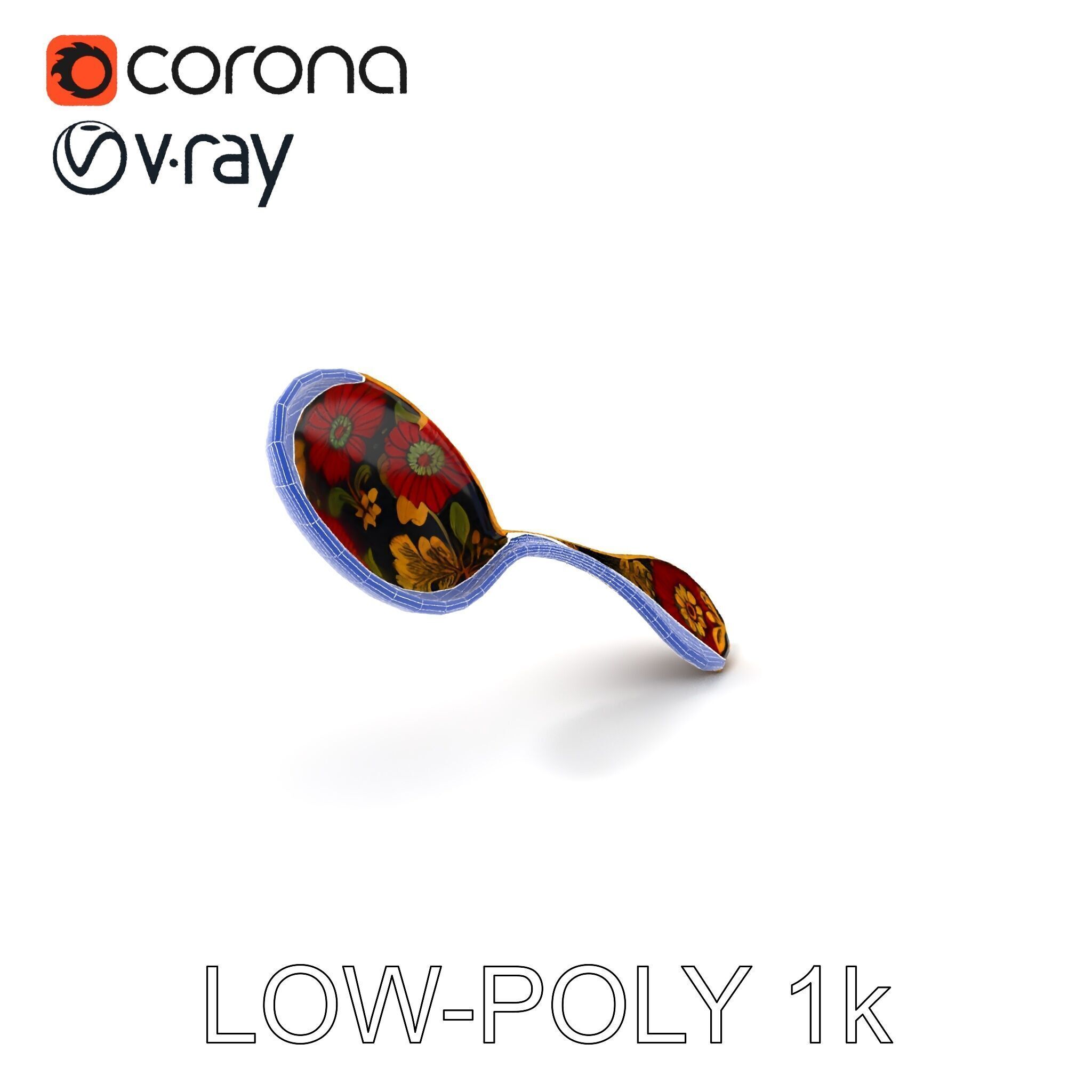Decorative Floral Spoon D Model Pack Low-poly 3D model_31