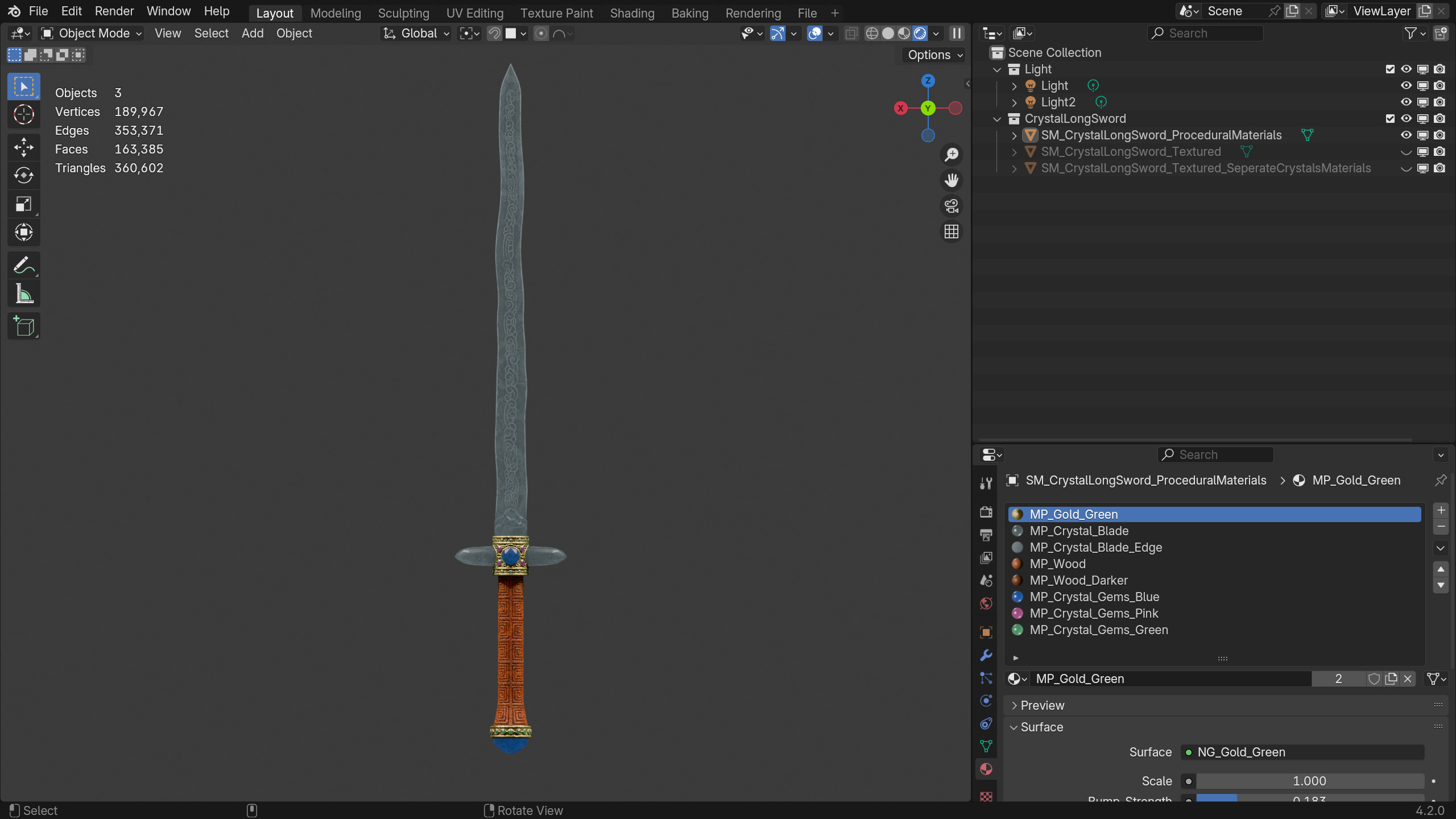 Crystal Long Sword 3D model_6