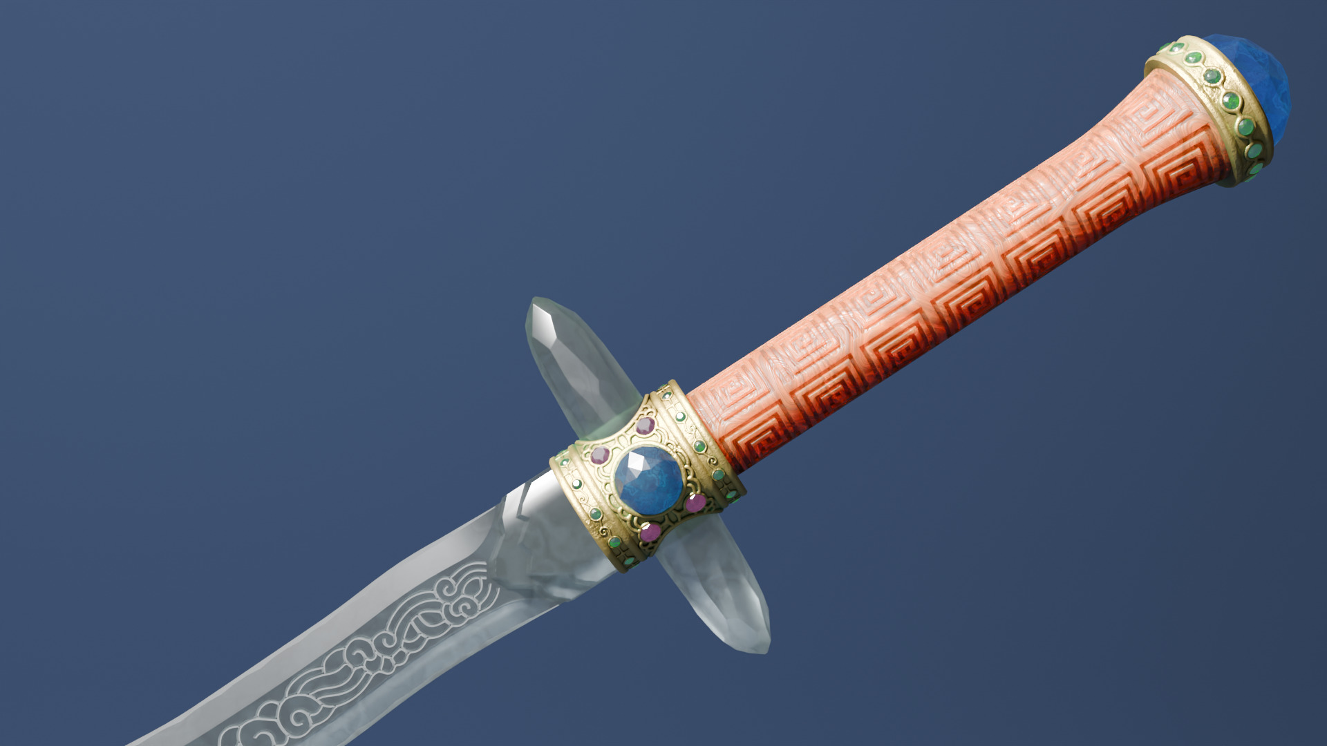 Crystal Long Sword 3D model_5