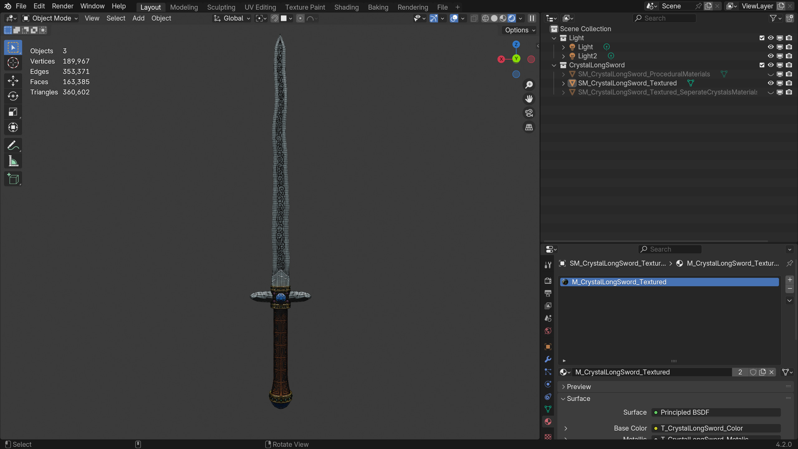 Crystal Long Sword 3D model_9