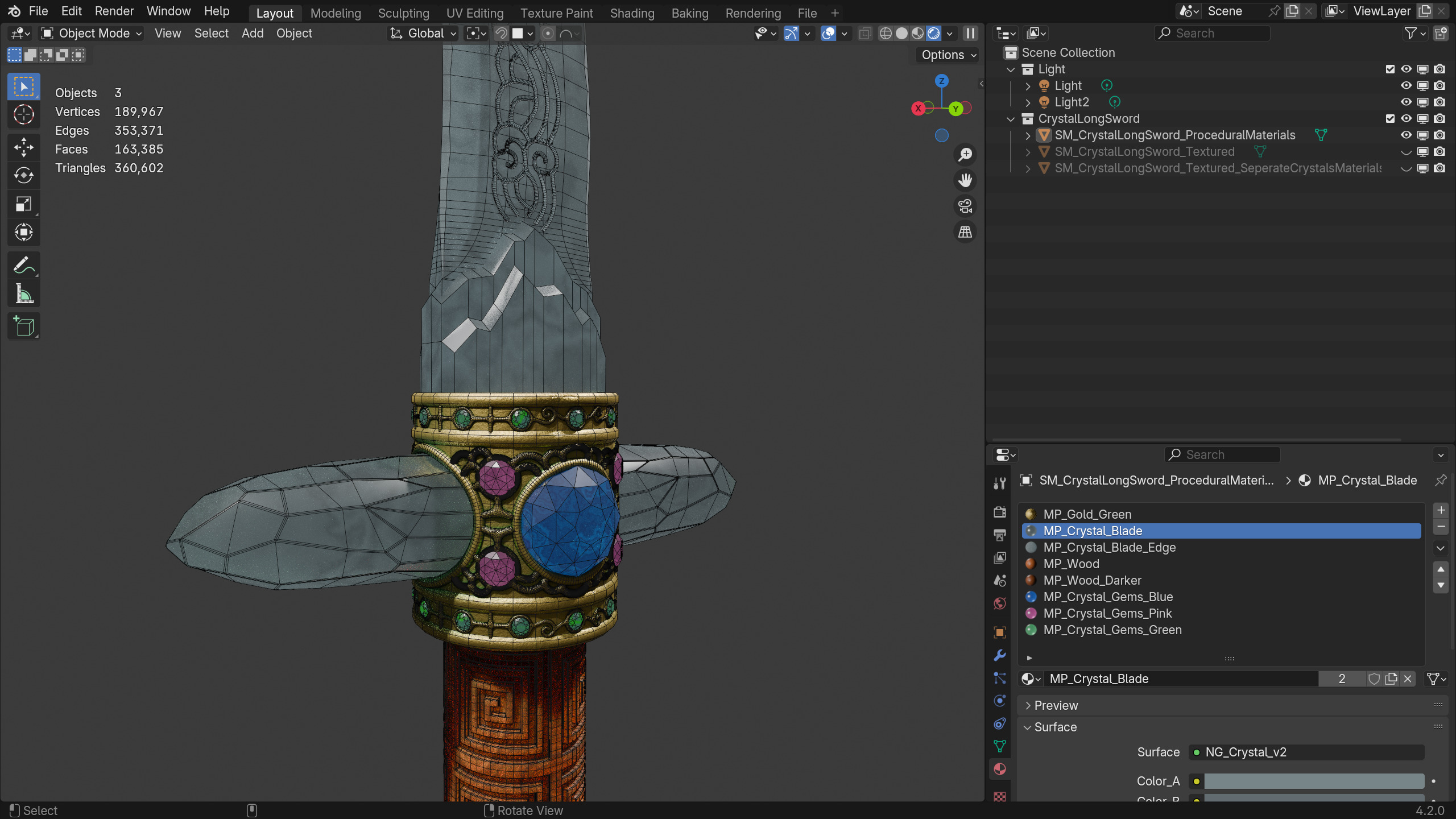 Crystal Long Sword 3D model_10