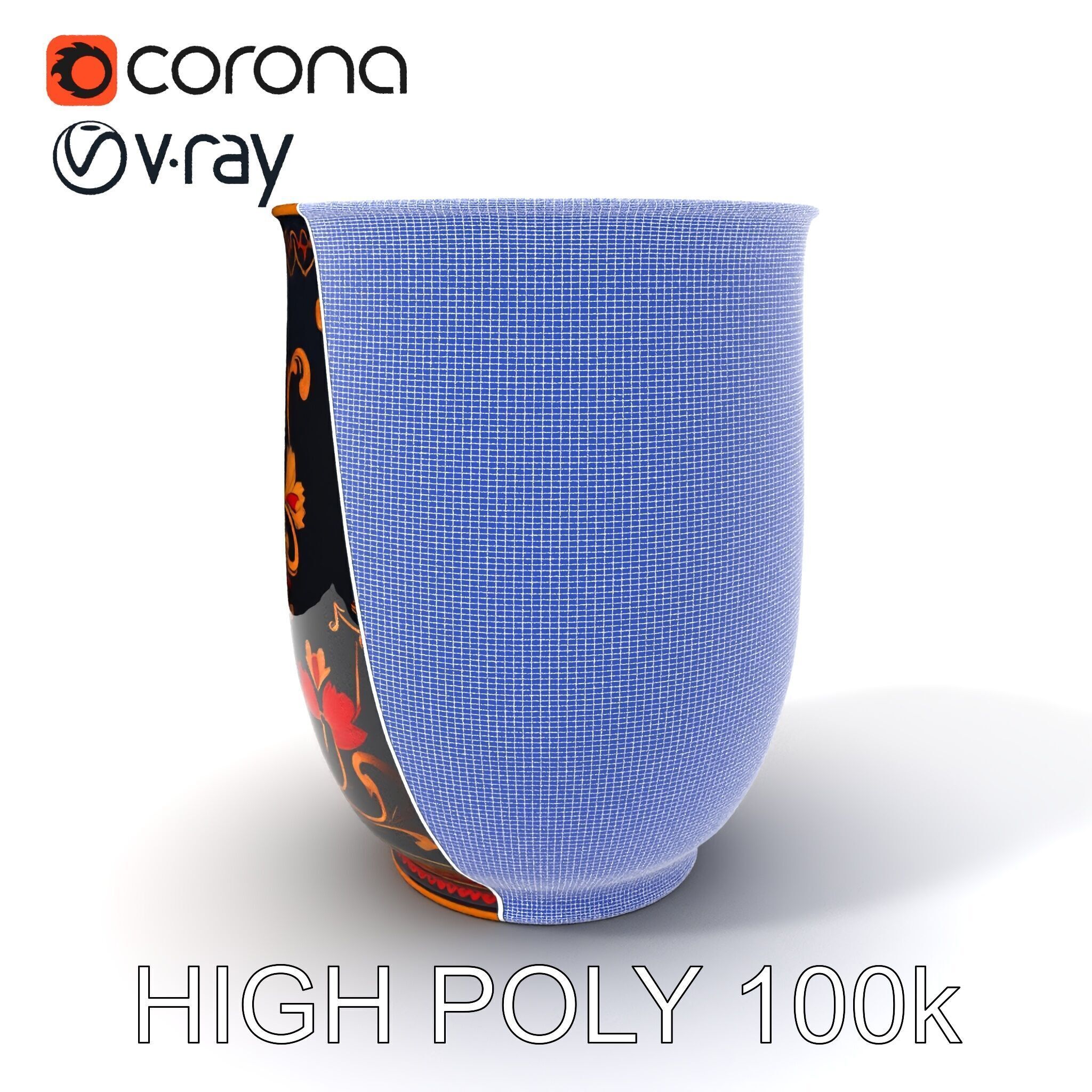 Decorative Floral Vase D Model Pack Low-poly 3D model_3