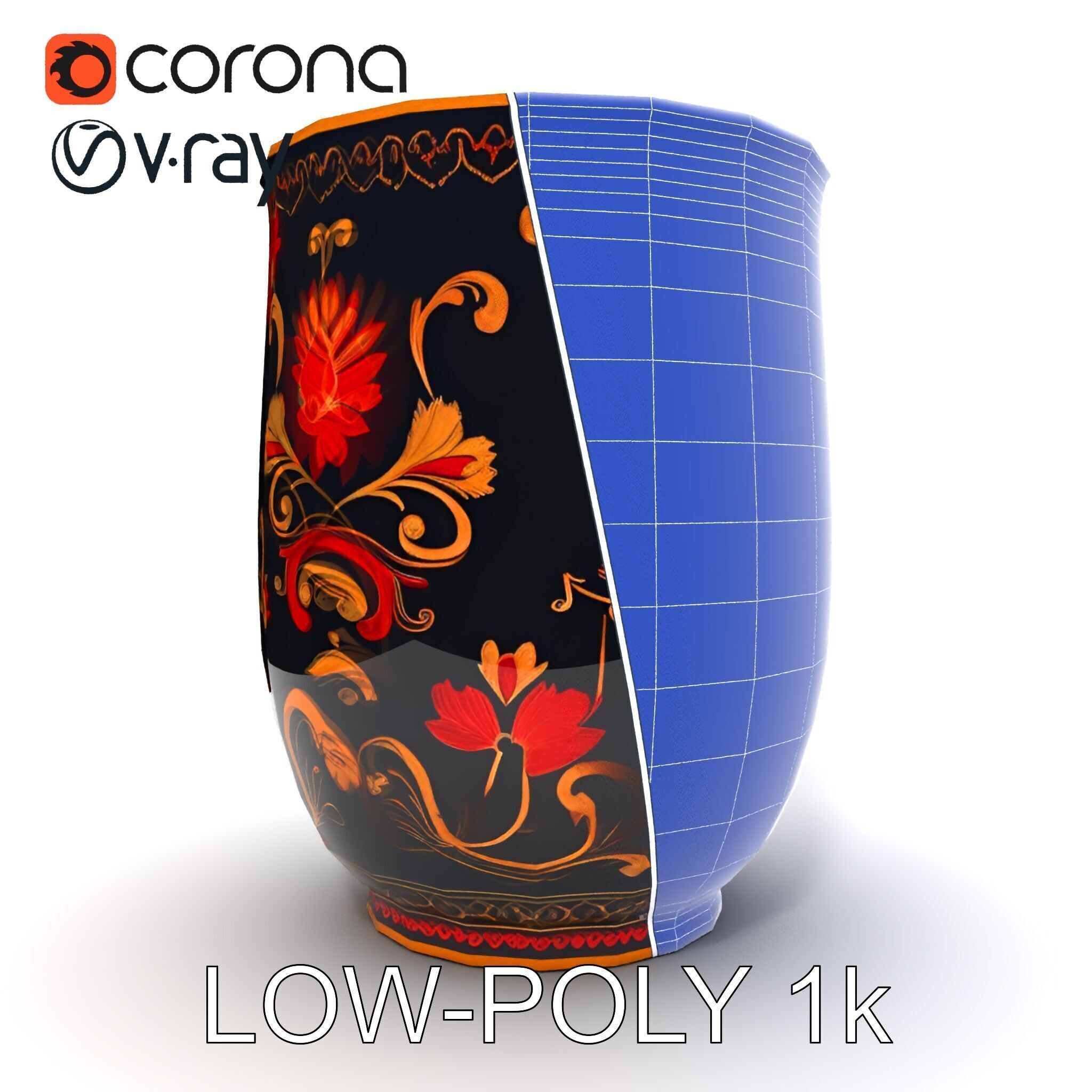 Decorative Floral Vase D Model Pack Low-poly 3D model_27