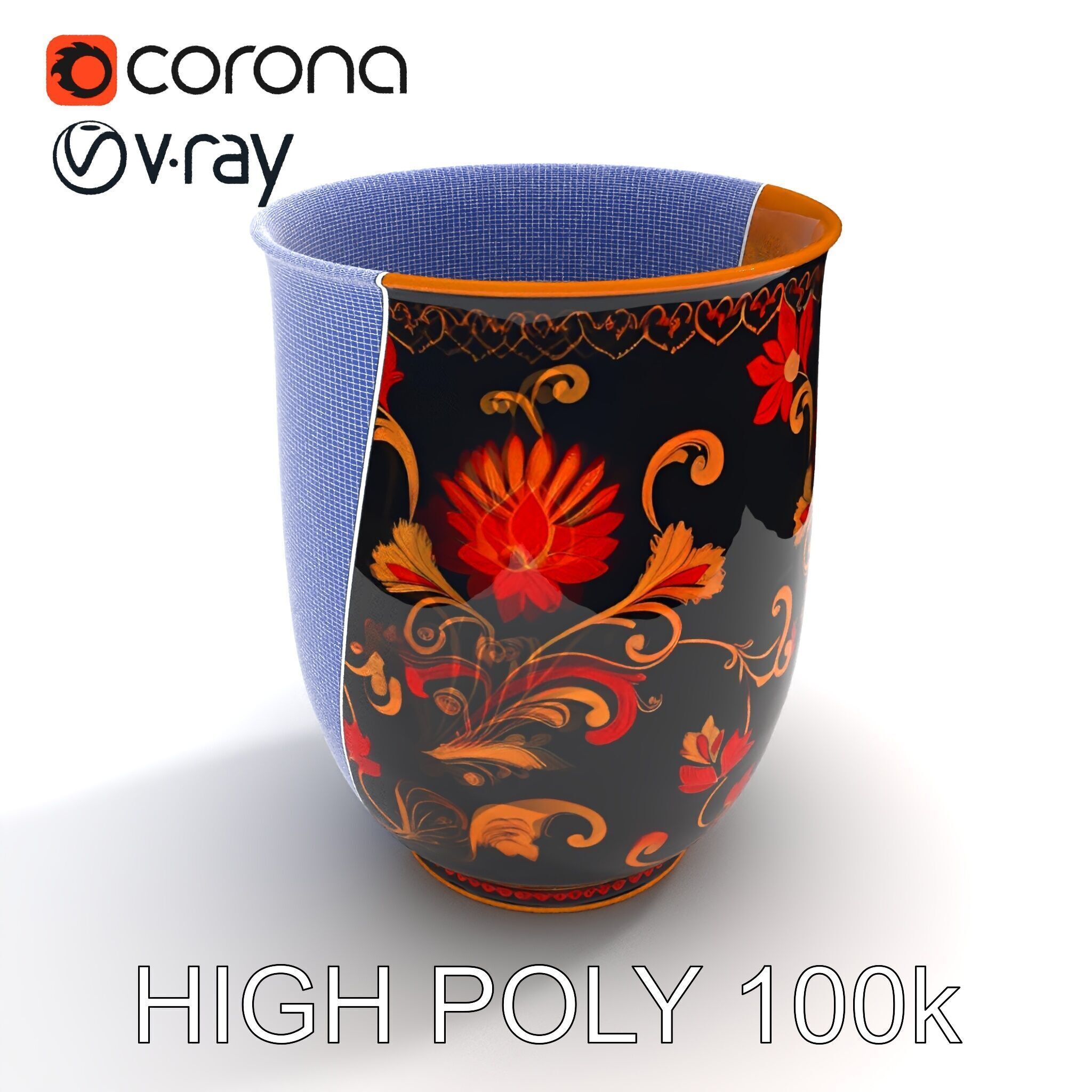 Decorative Floral Vase D Model Pack Low-poly 3D model_17